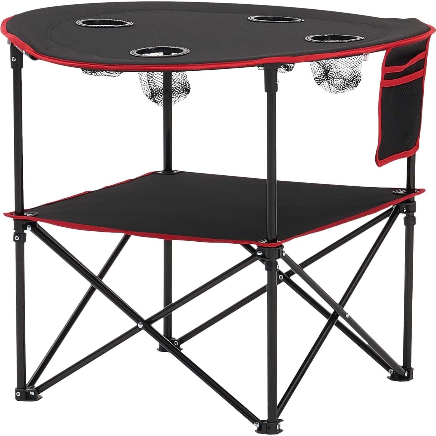 Mesa de Camping Plegable VEVOR 720x720mm 30kg Negro