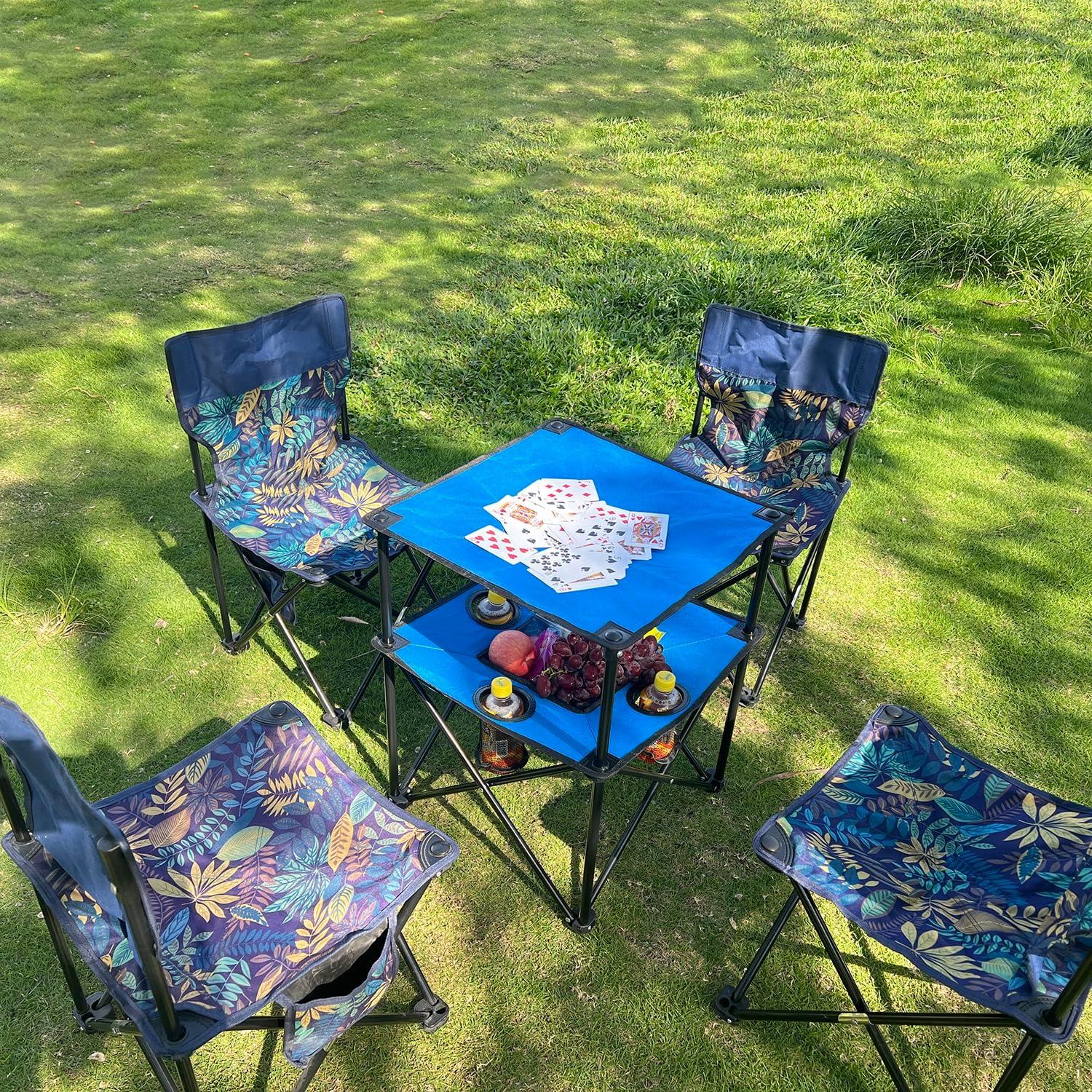 Mesa de Camping Plegable NiuXTool 2 Niveles con Portavasos