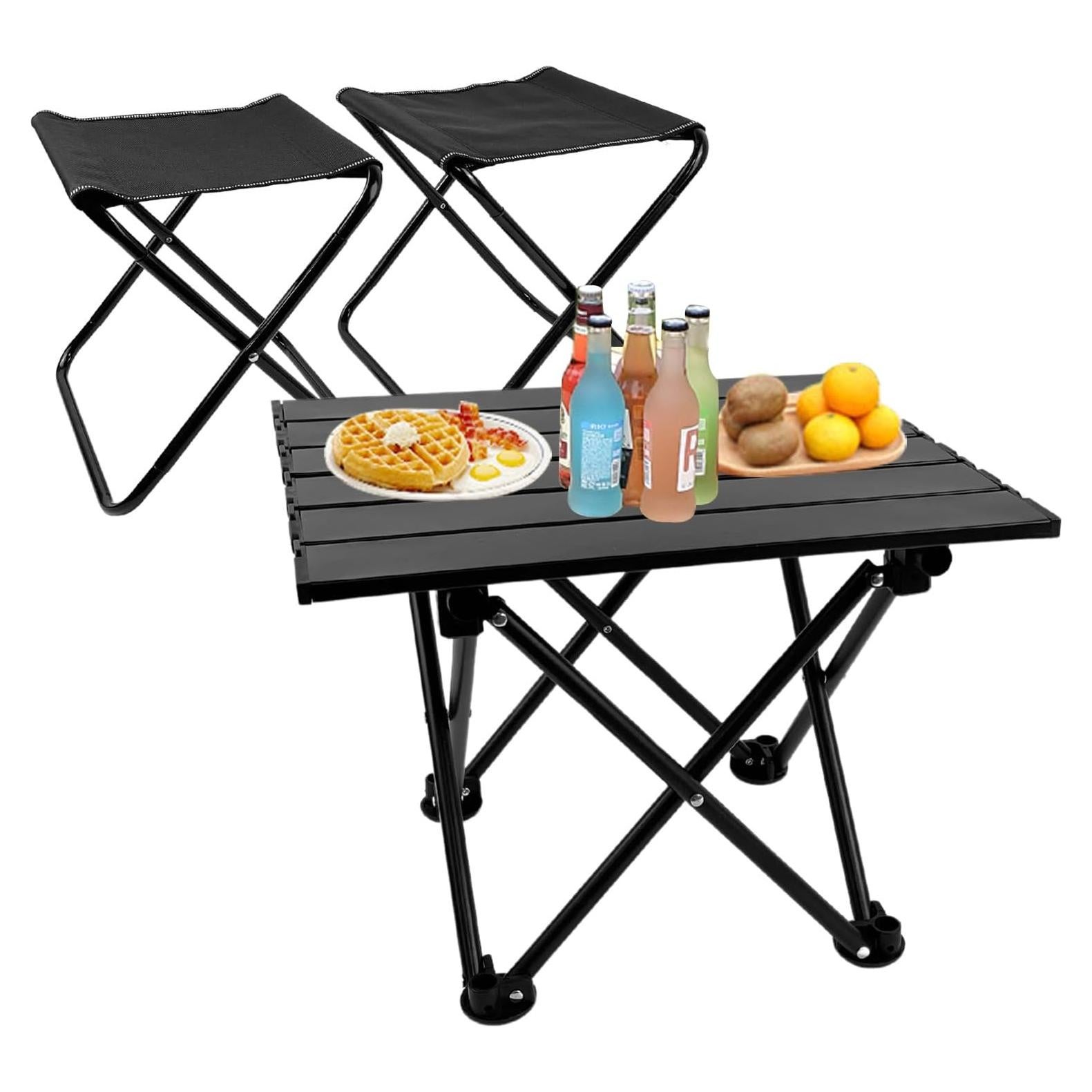 Mesa y Sillas de Camping Plegables Wensdr - Aluminio, 2 Asientos