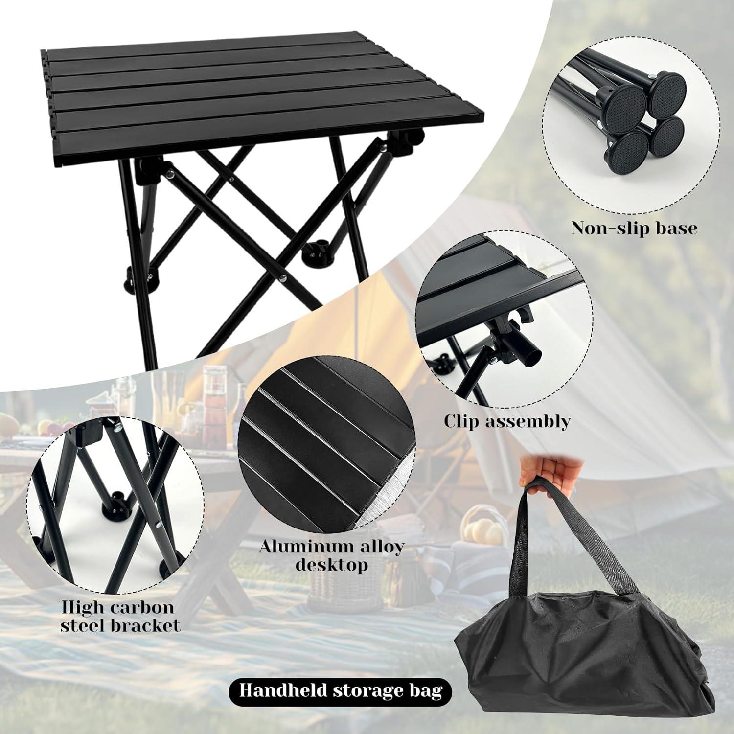 Mesa y Sillas de Camping Plegables Wensdr - Aluminio, 2 Asientos