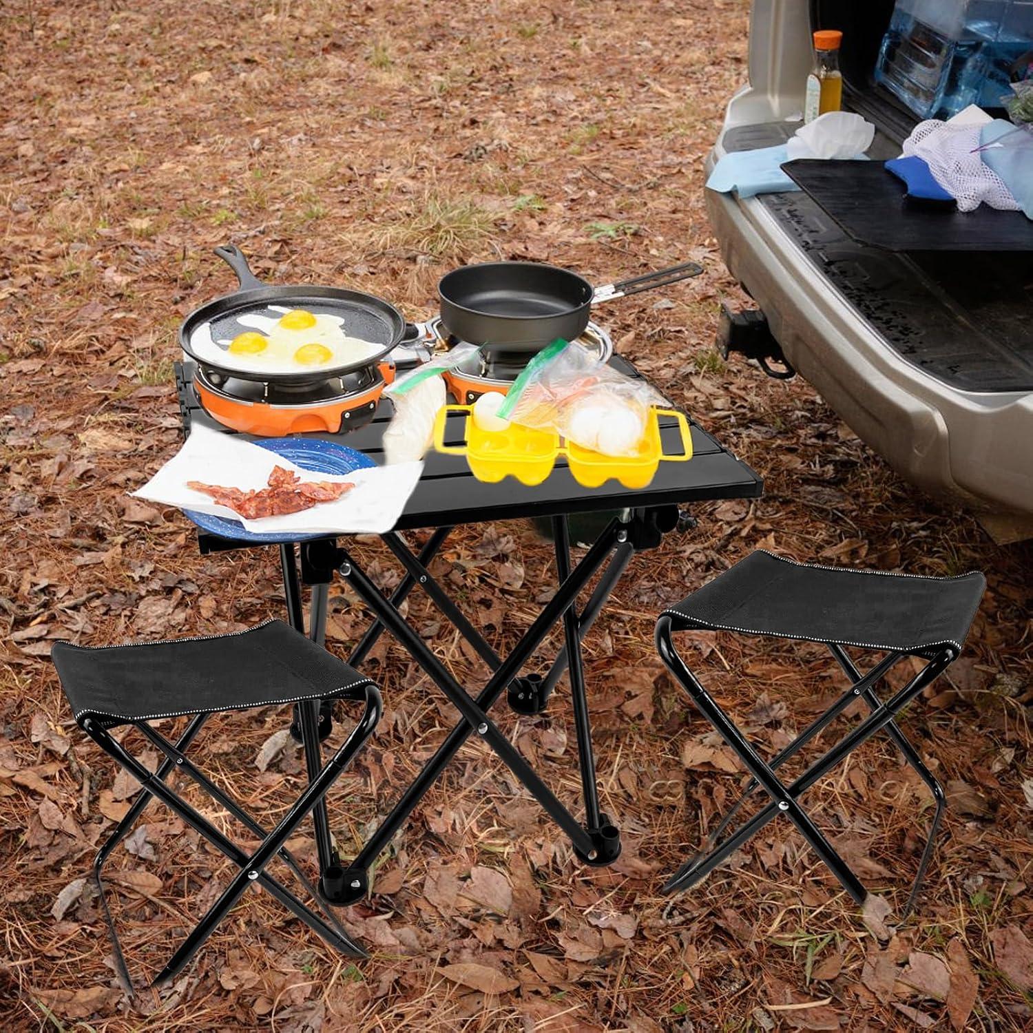 Mesa y Sillas de Camping Plegables Wensdr - Aluminio, 2 Asientos