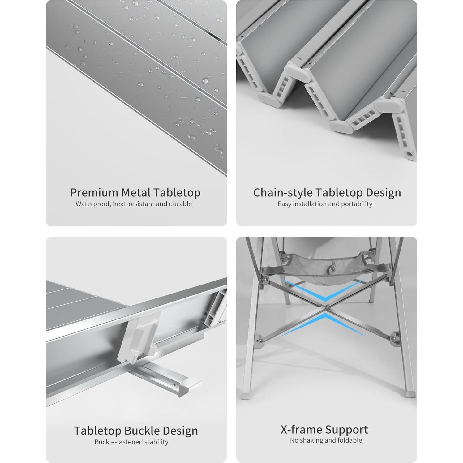 Mesa de Camping Plegable ONEFOREST OF-OW1, 114.6x50cm, Aluminio
