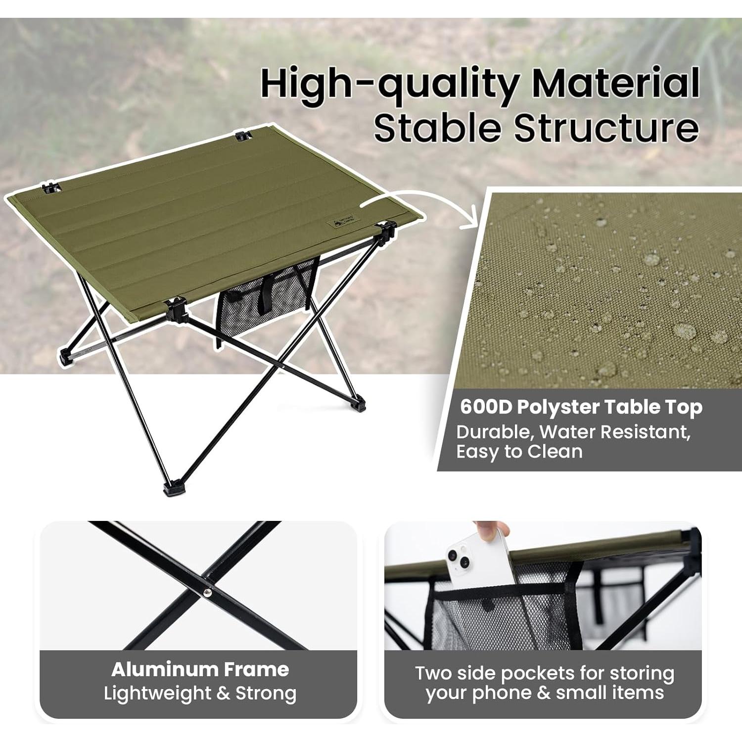 Mesa de Camping Plegable ONETIGRIS CAMPMATE Verde 56.8x42 cm
