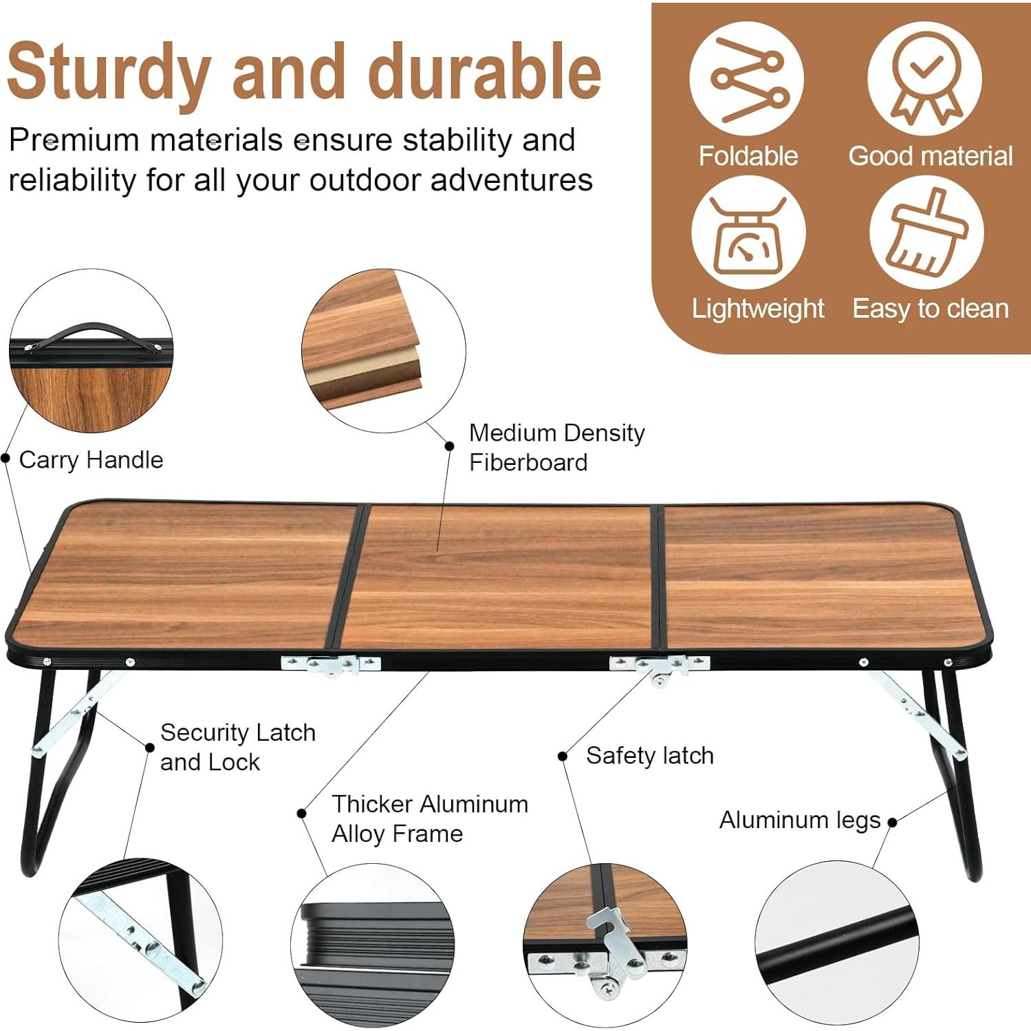 Mesa de Camping Plegable Vathery 91.4x40.4 cm Ligera