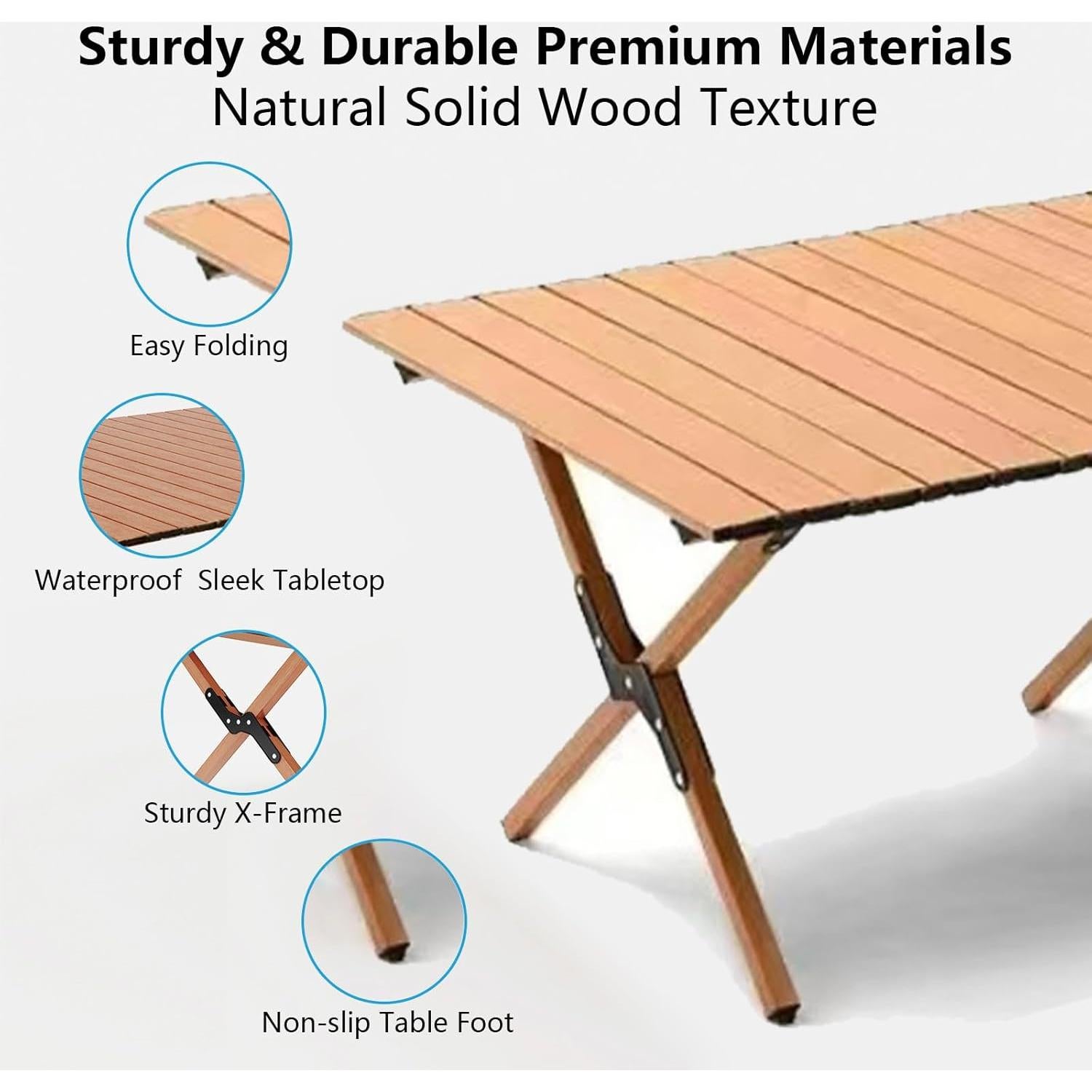 Mesa de Camping Plegable TUTURISLN 120 cm Aluminio Portátil