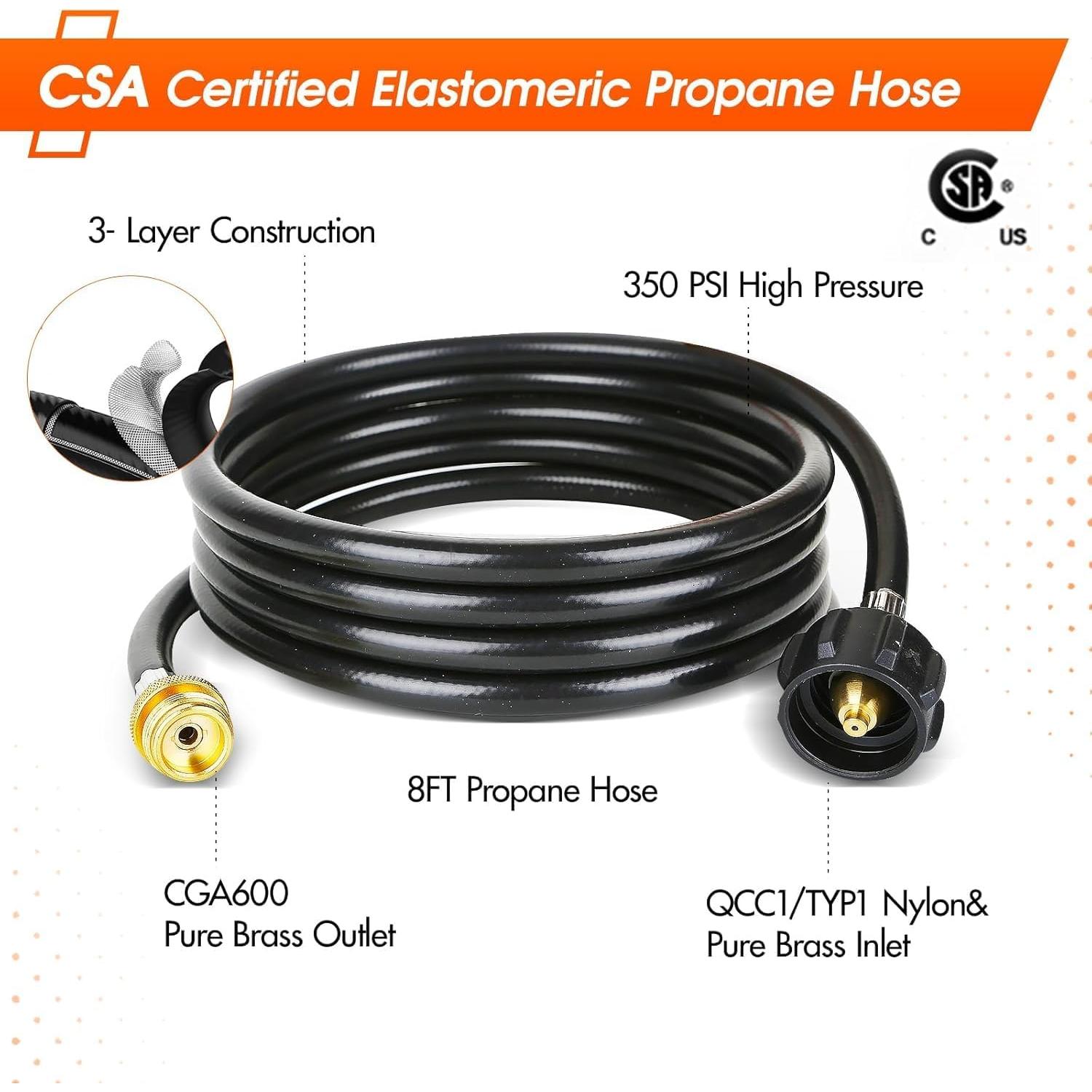 Manguera Adaptadora de Propano GASPOWOR 2.44m para Grill