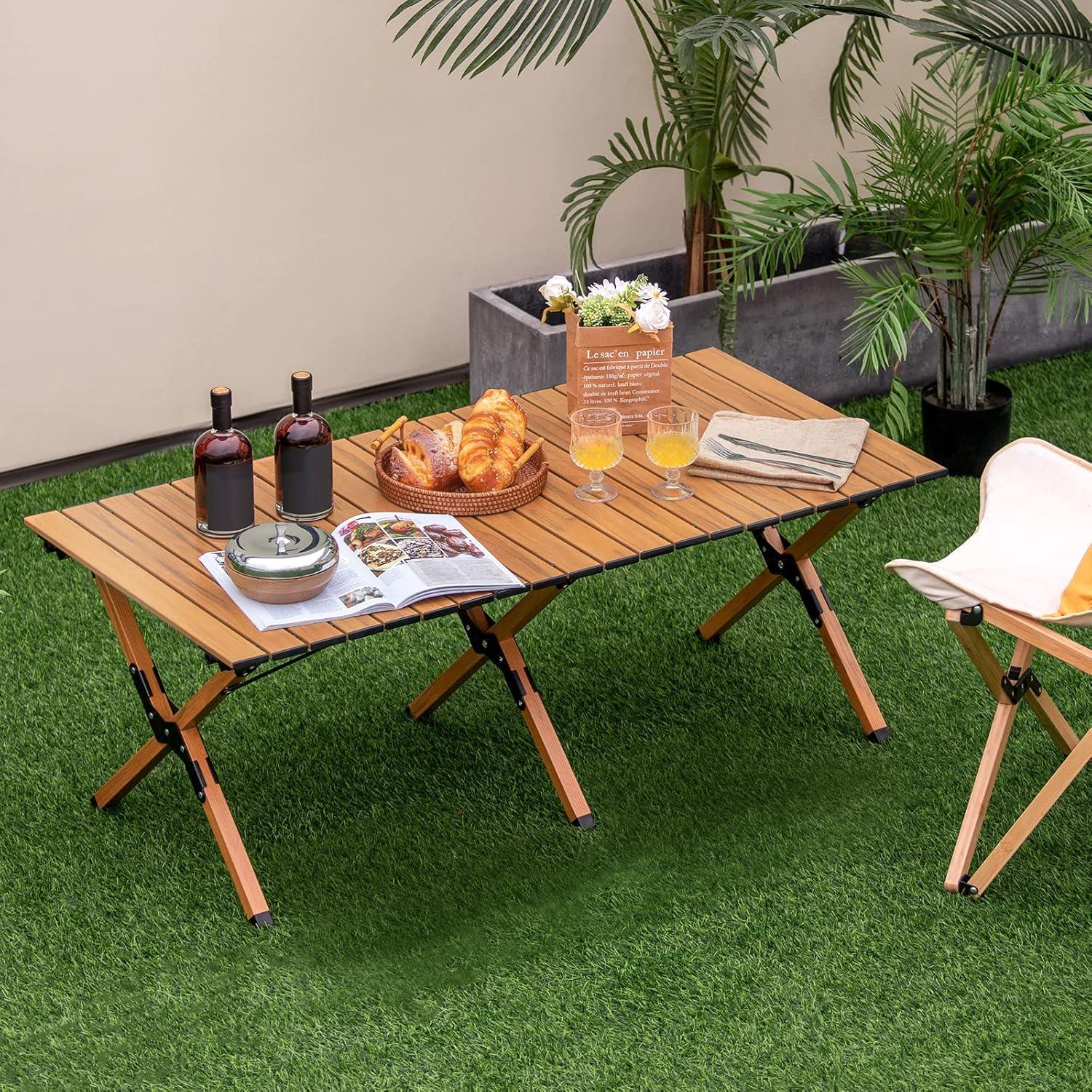 Mesa de Camping Plegable Giantex GX11005BN-PN Aluminio Natural