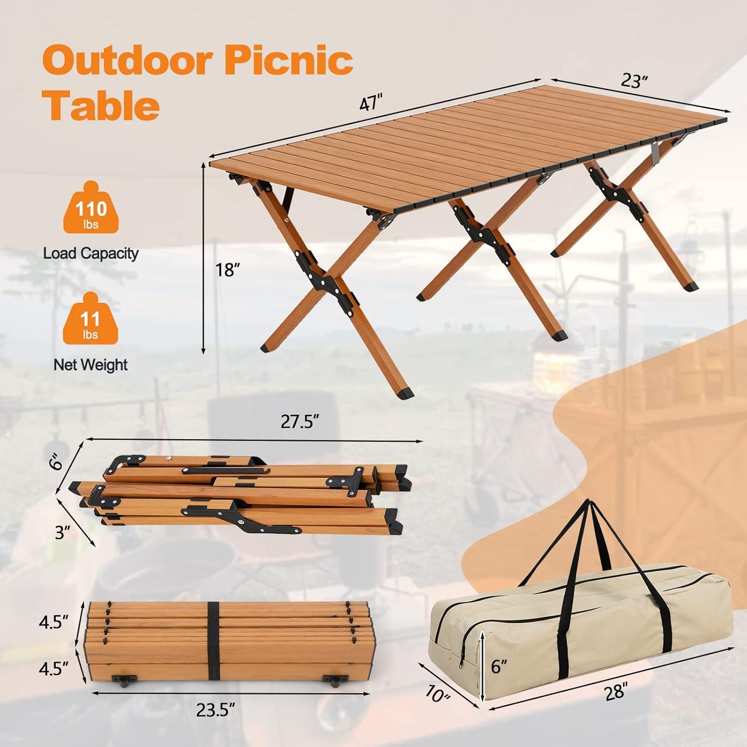 Mesa de Camping Plegable Giantex GX11005BN-PN Aluminio Natural