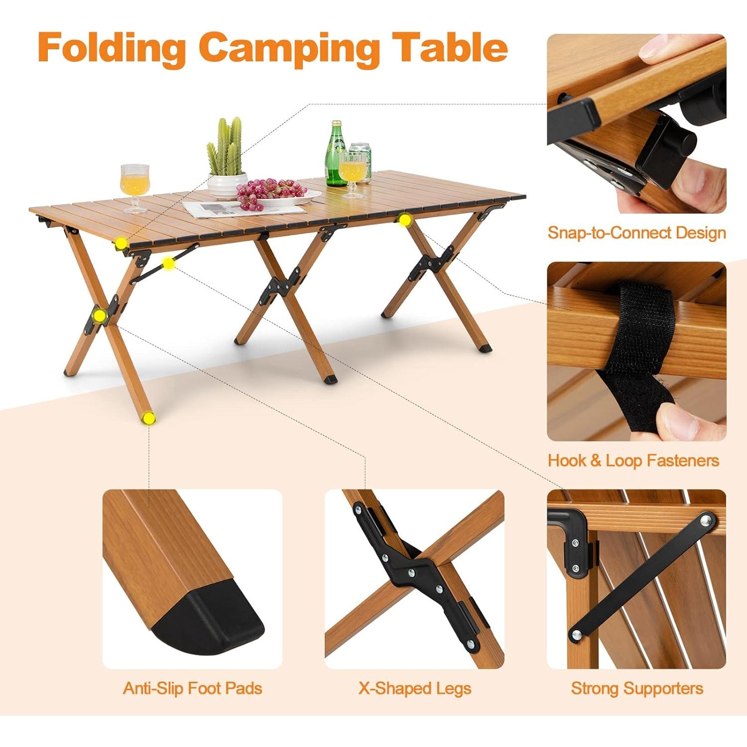 Mesa de Camping Plegable Giantex GX11005BN-PN Aluminio Natural