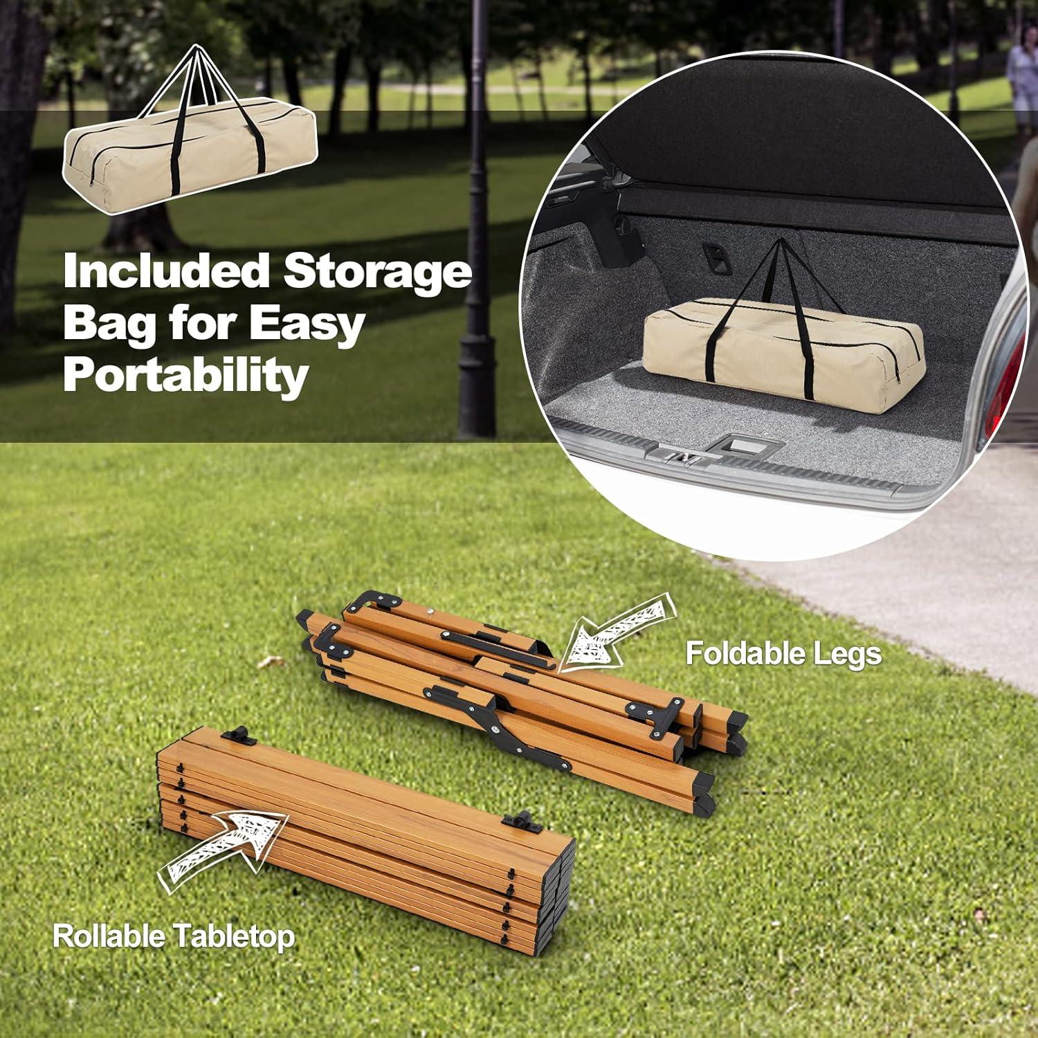 Mesa de Camping Plegable Giantex GX11005BN-PN Aluminio Natural