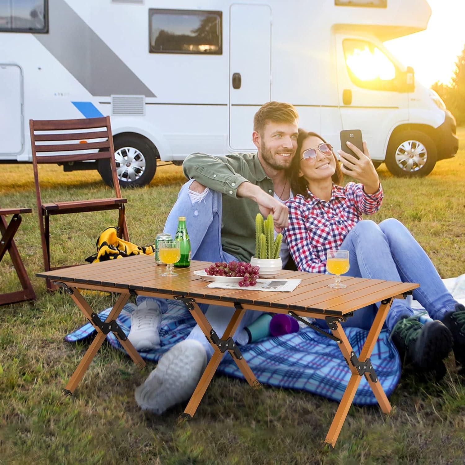 Mesa de Camping Plegable Giantex GX11005BN-PN Aluminio Natural