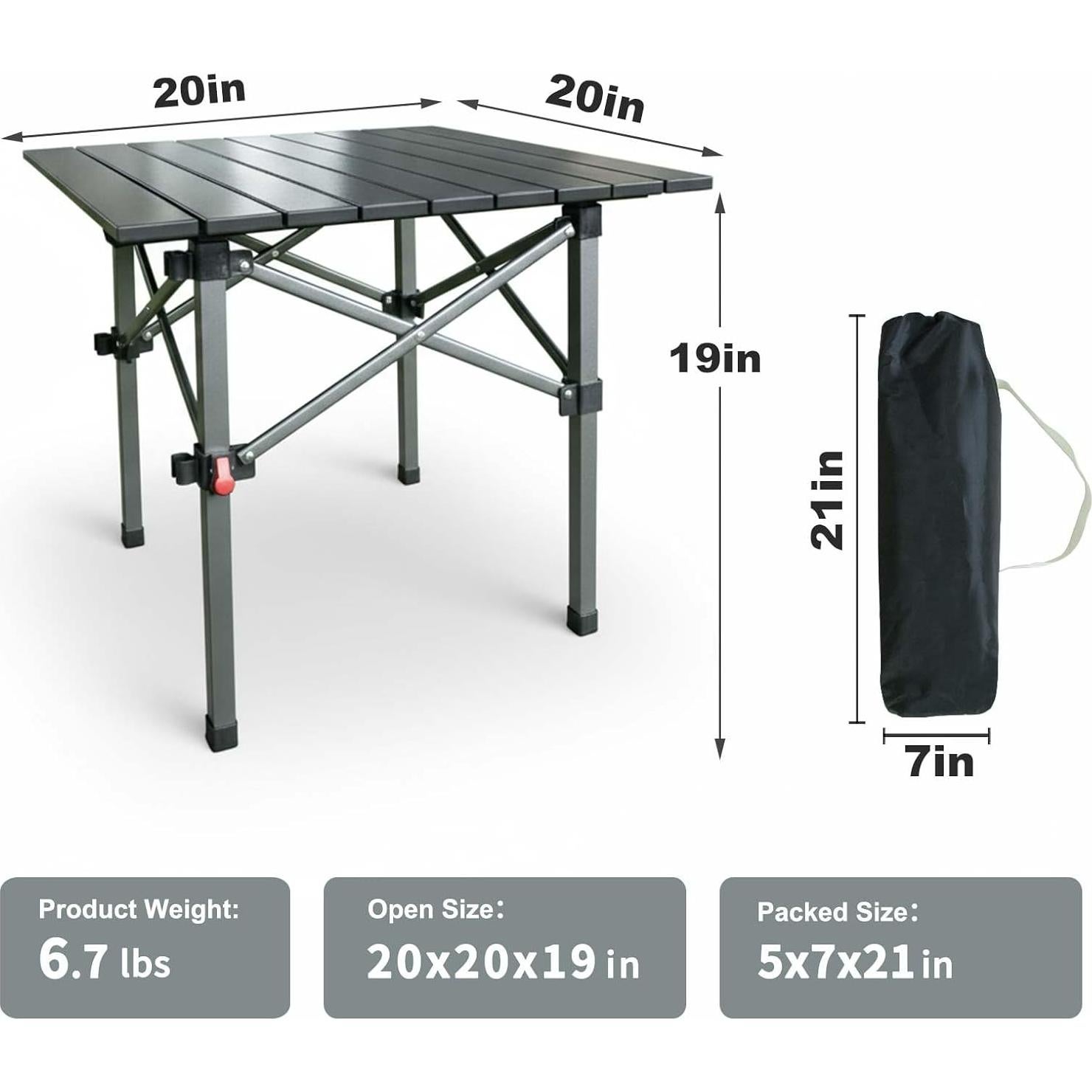 Mesa de Camping Plegable ARMOR CASTLE VF3007 50cm Negra