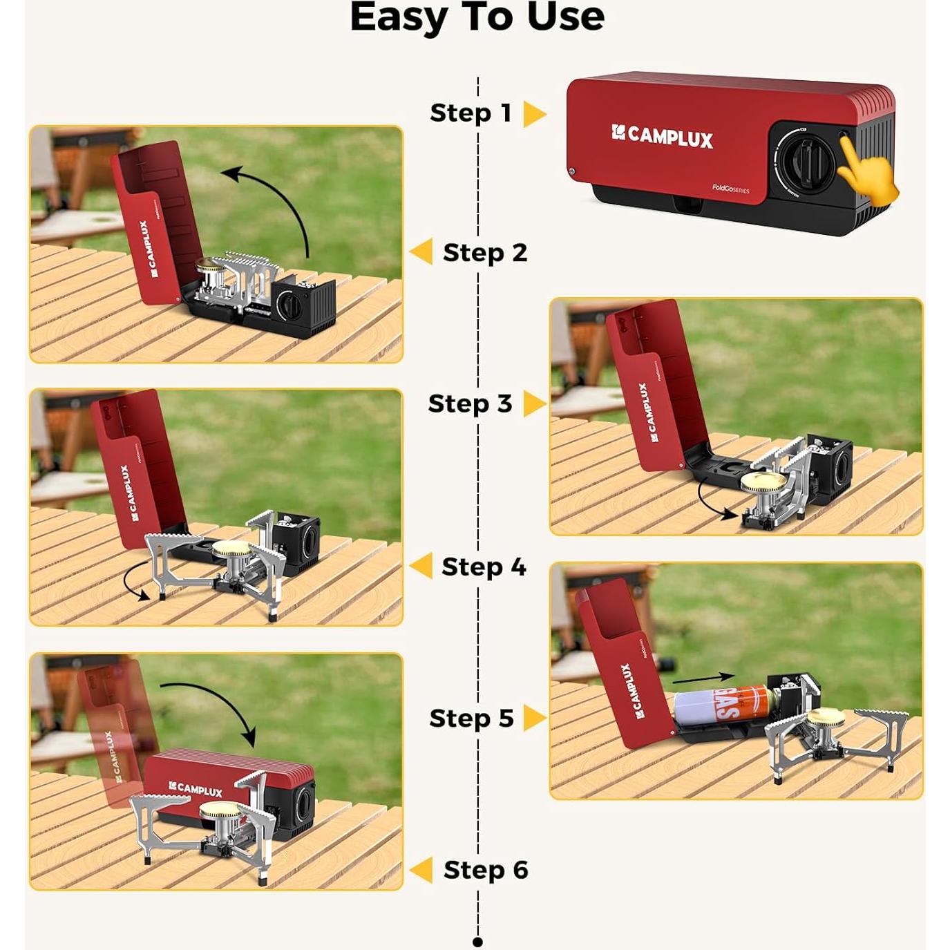 Estufa de Camping Butano Camplux FG01AR 7500 BTU Plegable
