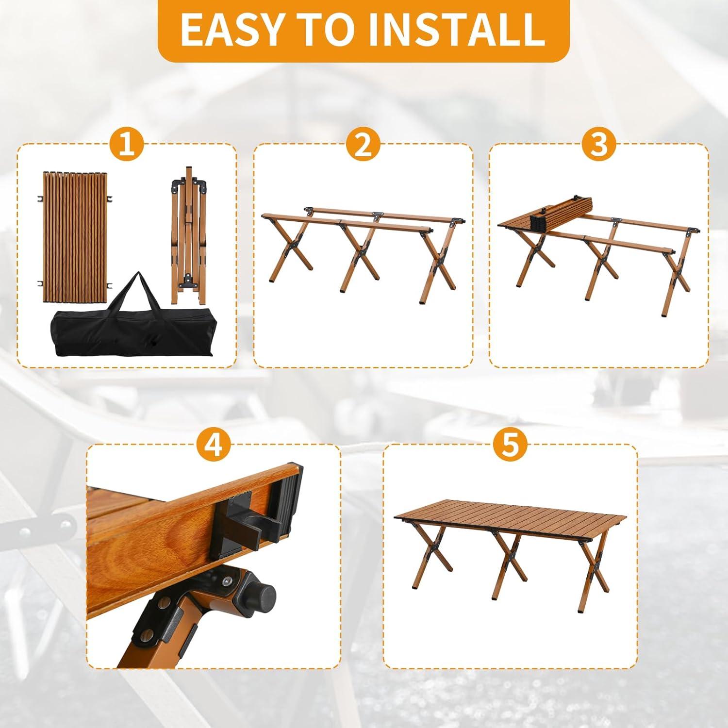 Mesa de Camping Plegable BOOSDEN 119x58cm Aluminio Ligera