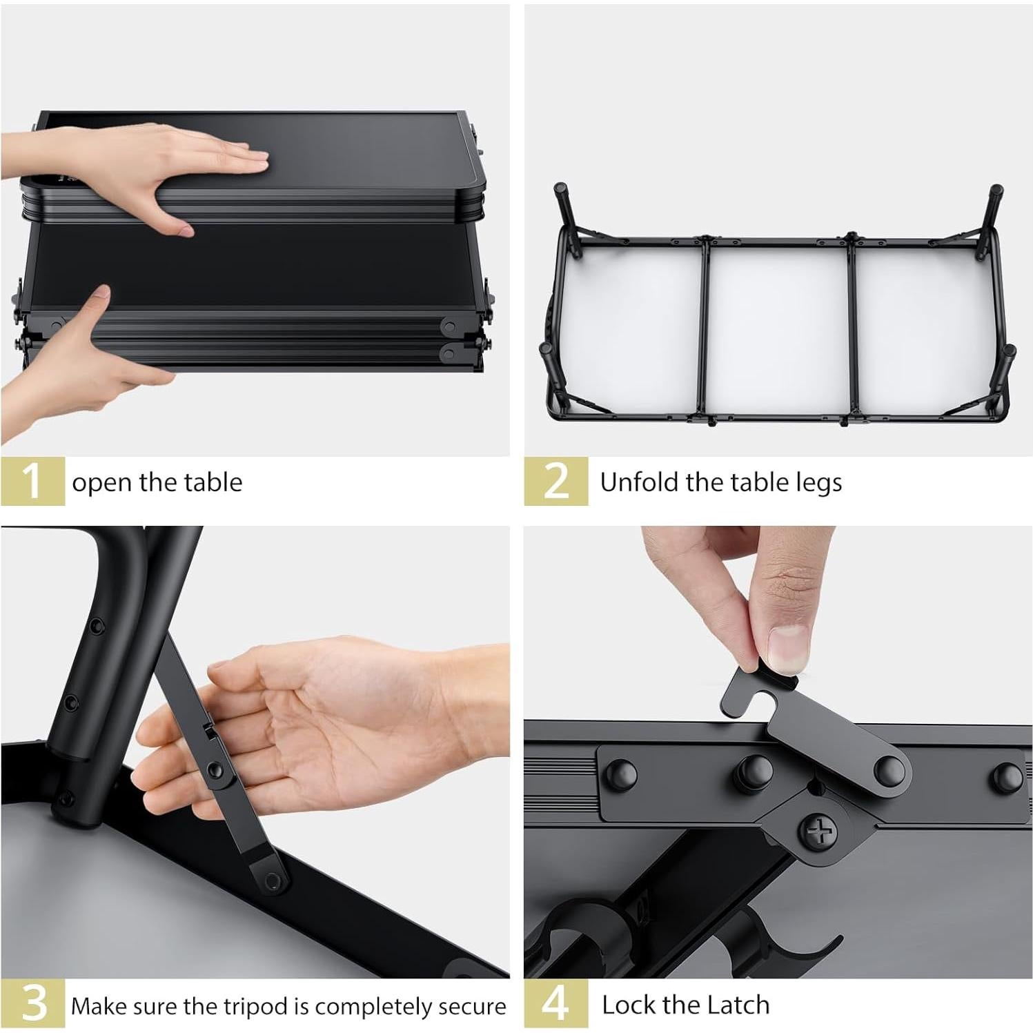 Mesa de Picnic Plegable Anbte Negra 86.4x39.9cm 29.9kg