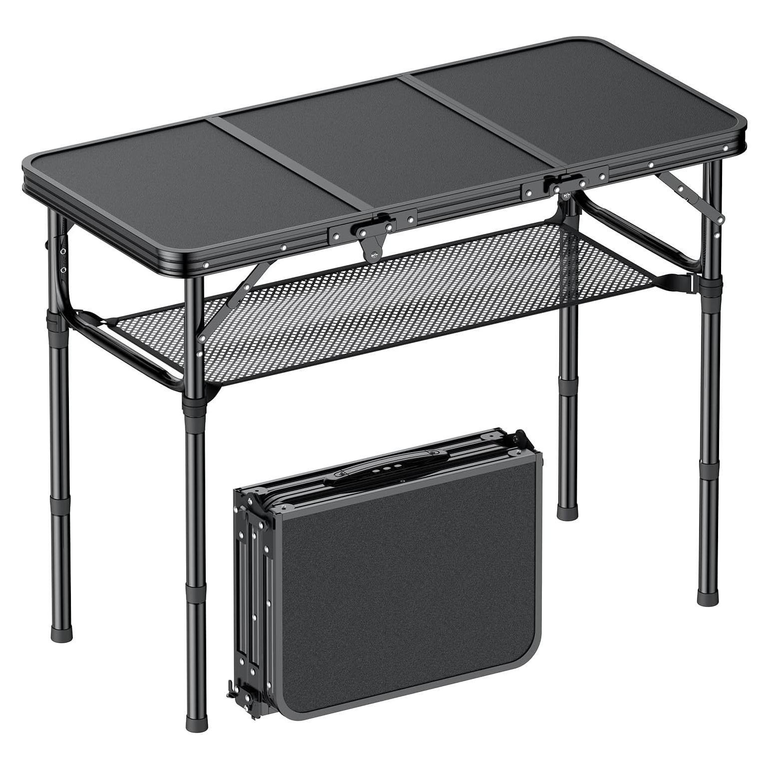 Mesa de Camping Plegable TOOGOND 3 Alturas Ajustables 88.9 cm