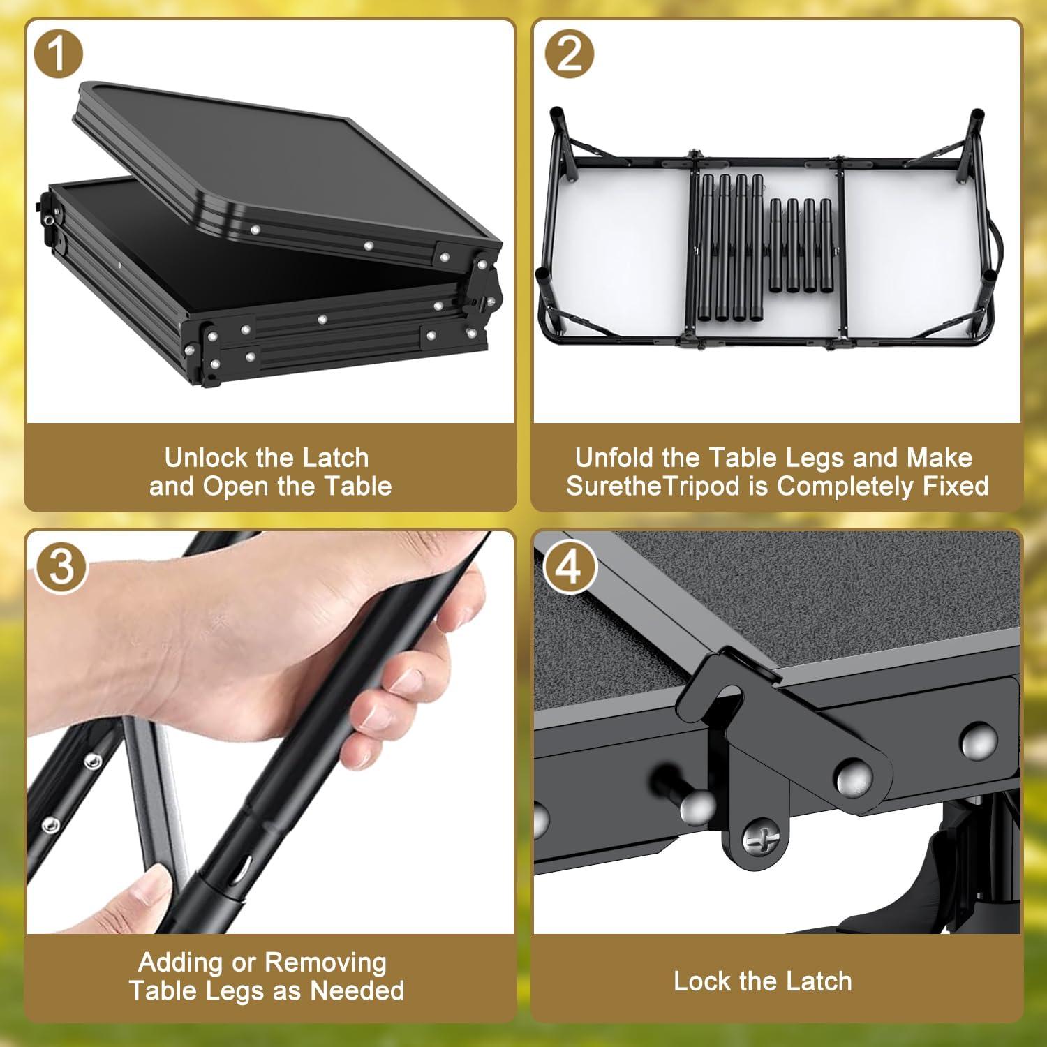 Mesa de Camping Plegable TOOGOND 3 Alturas Ajustables 88.9 cm
