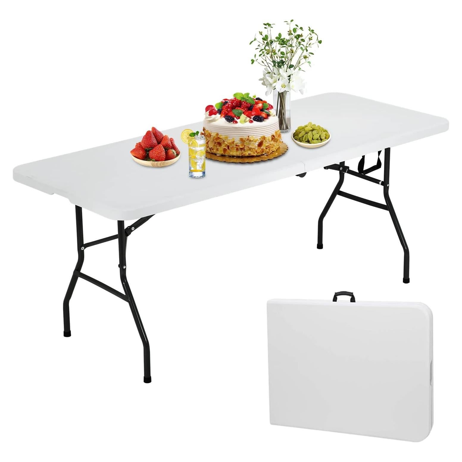 Mesa Plegable PIKAQTOP 6 pies Alta Resistencia Blanca 226.8 kg