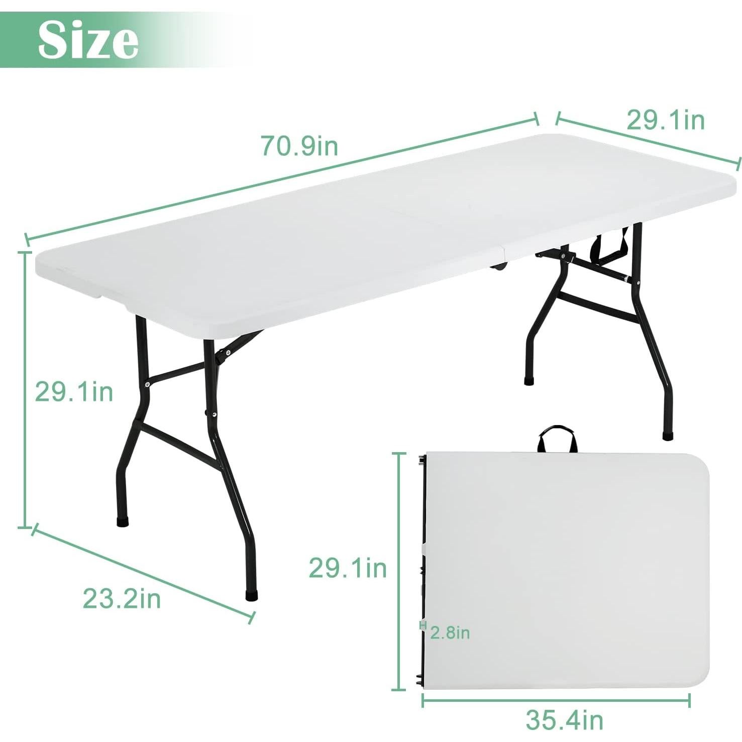 Mesa Plegable PIKAQTOP 6 pies Alta Resistencia Blanca 226.8 kg