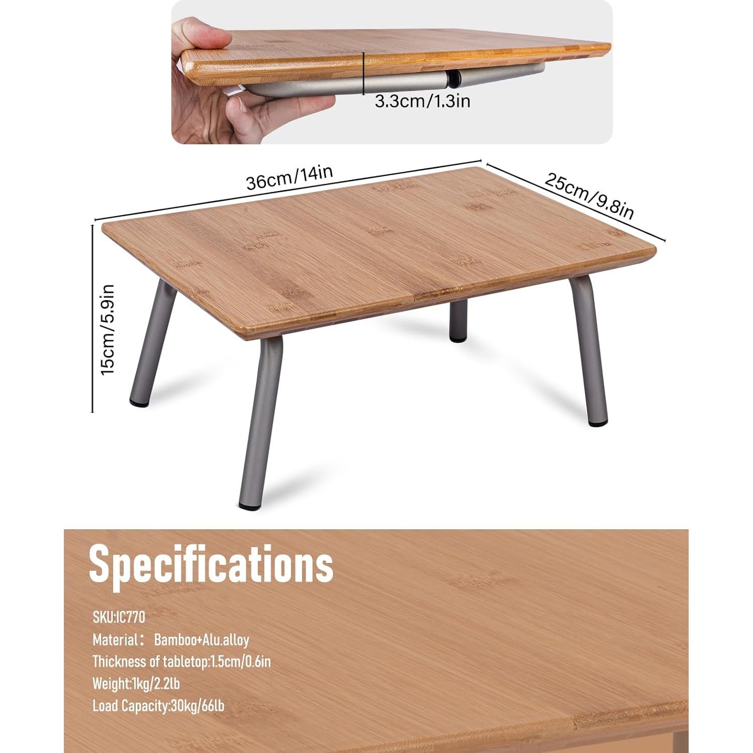 Mesa Plegable de Bambú iClimb IC770 para Camping y Playa