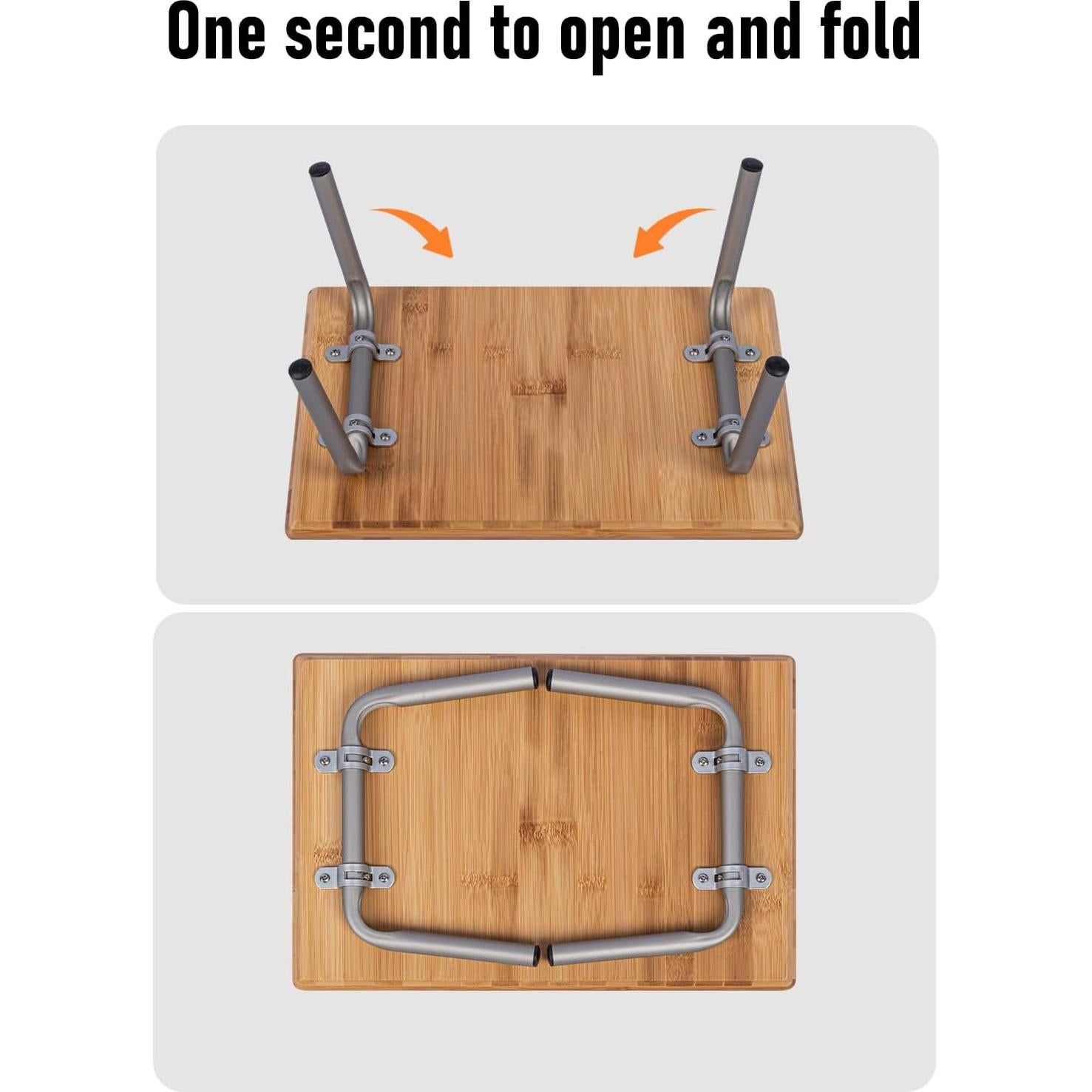 Mesa Plegable de Bambú iClimb IC770 para Camping y Playa