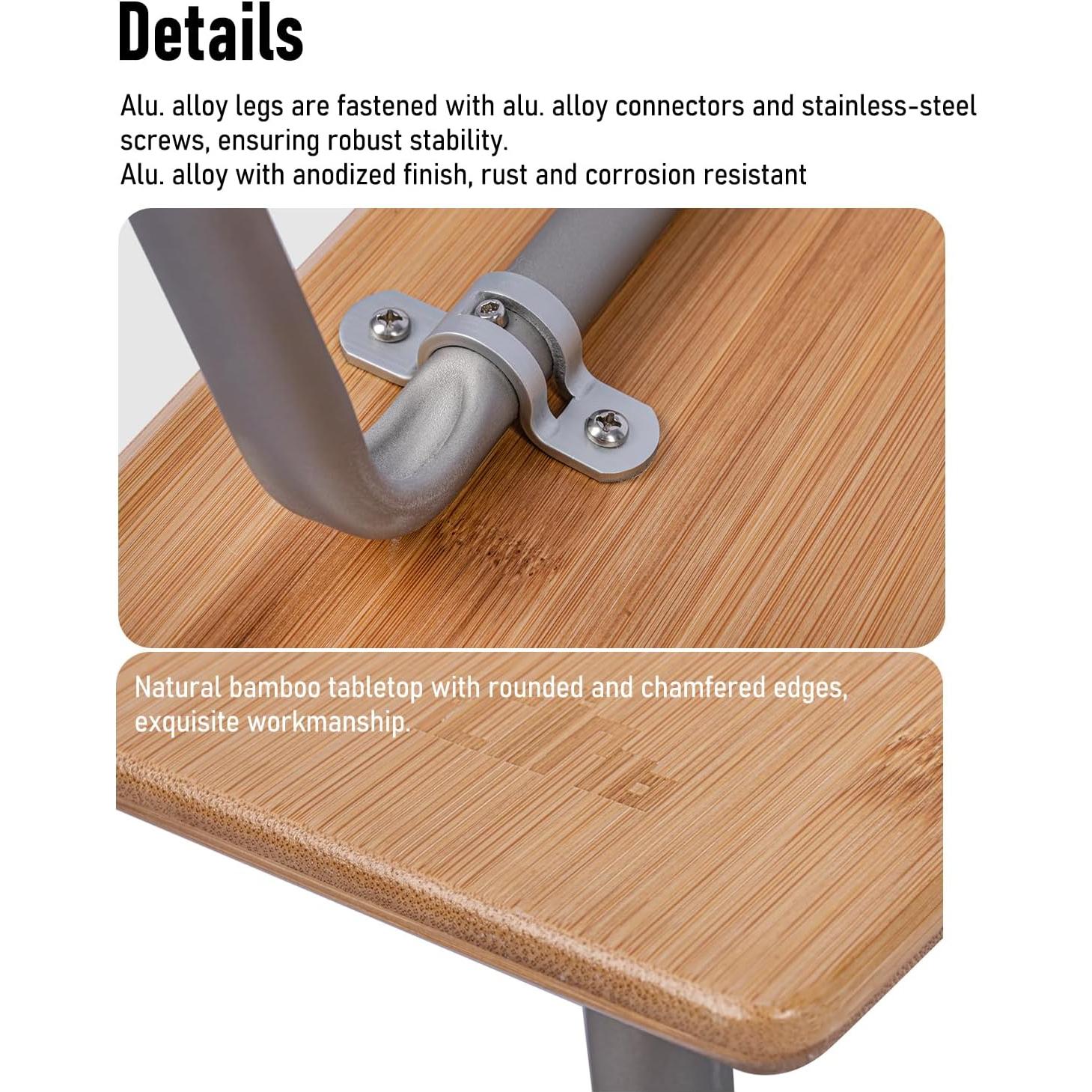 Mesa Plegable de Bambú iClimb IC770 para Camping y Playa