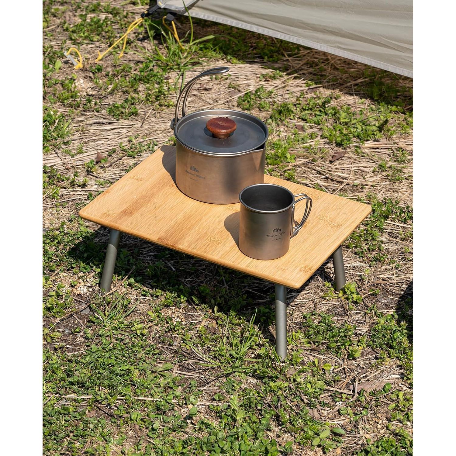 Mesa Plegable de Bambú iClimb IC770 para Camping y Playa