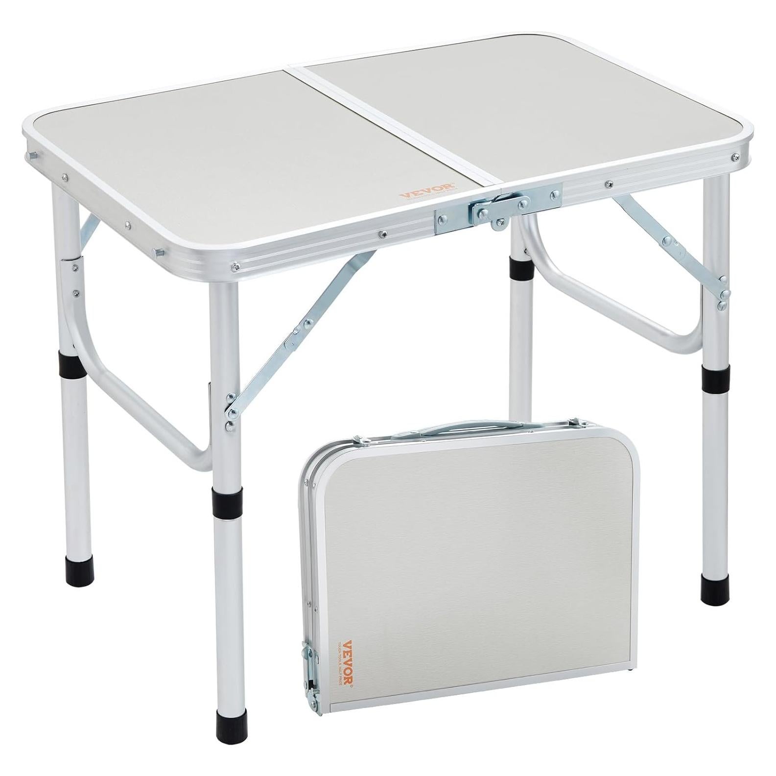 Mesa de Camping Plegable VEVOR 61x41 cm Ajustable Plata