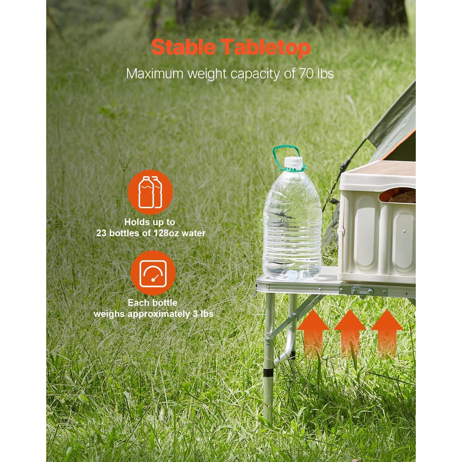 Mesa de Camping Plegable VEVOR 61x41 cm Ajustable Plata