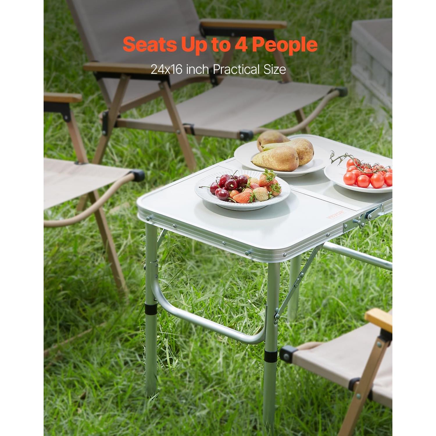 Mesa de Camping Plegable VEVOR 61x41 cm Ajustable Plata