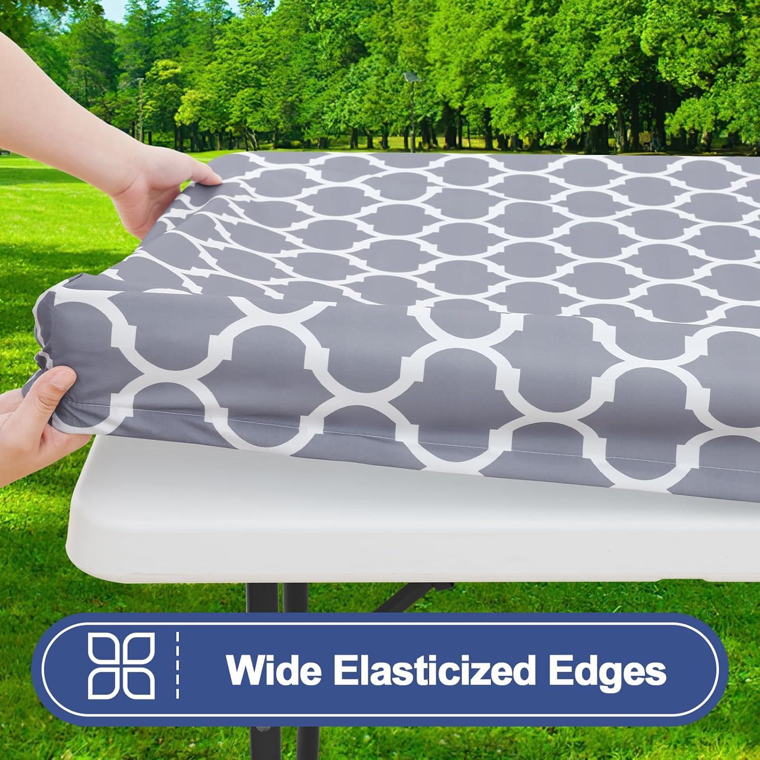 Cubierta de Mesa de Picnic Smiry 3 Piezas Impermeable Gris 183x76 cm