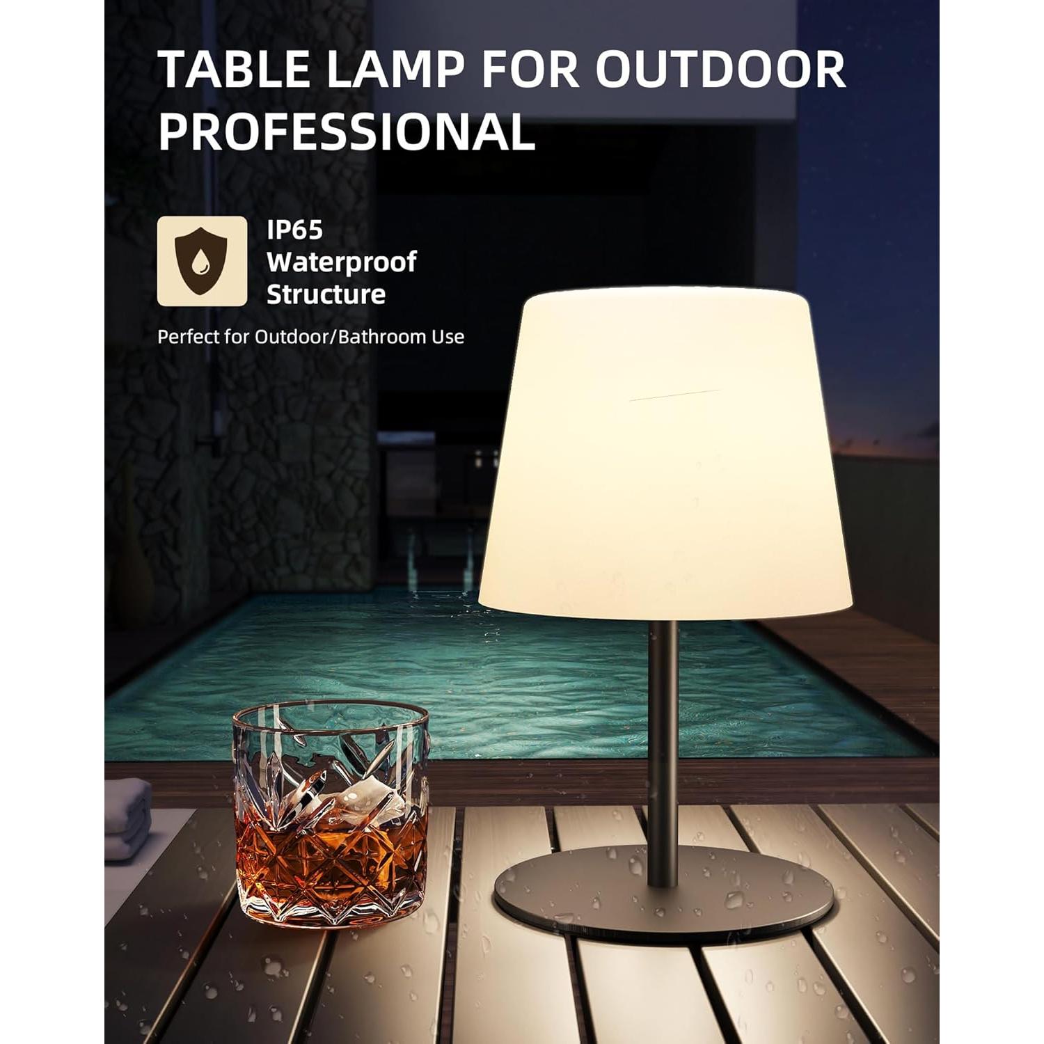 Lámpara de Mesa Inalámbrica EZVALO 4500mAh IP65 2 Paquete Negro