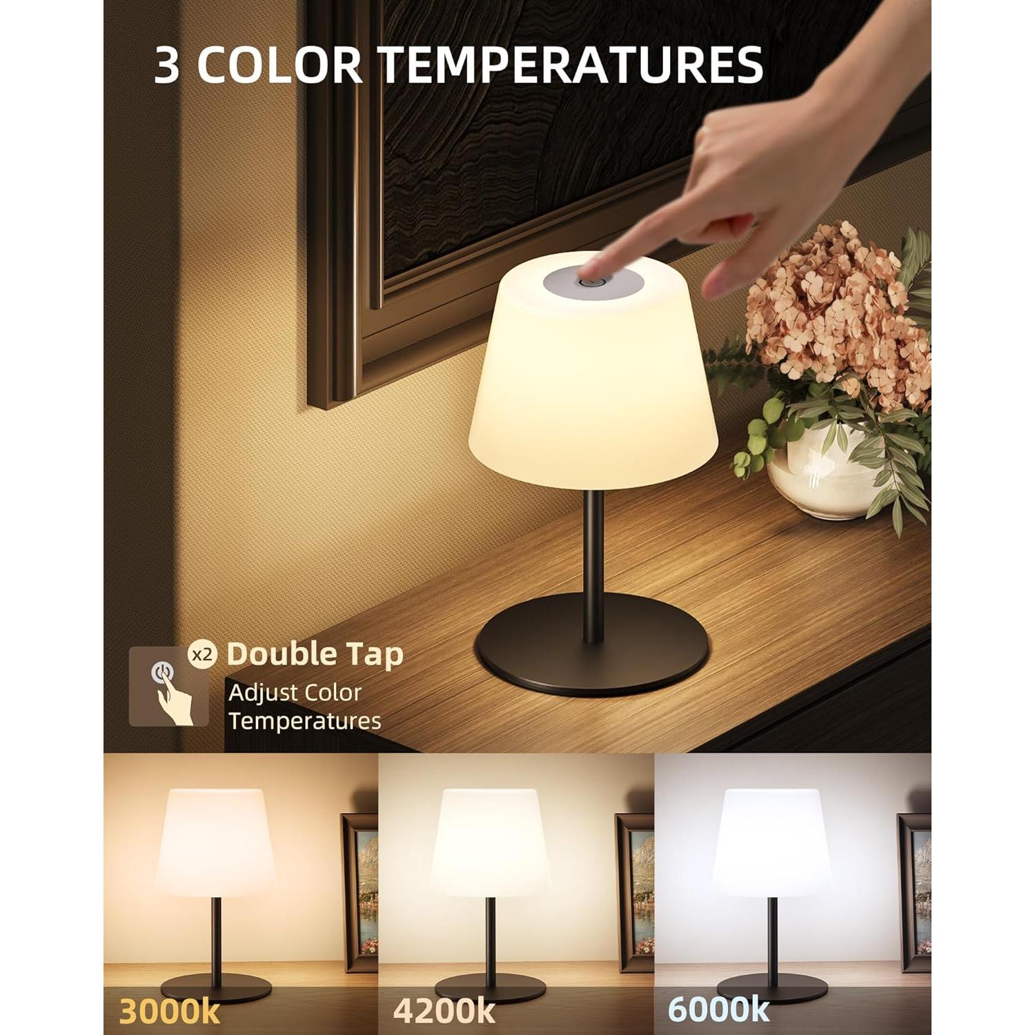 Lámpara de Mesa Inalámbrica EZVALO 4500mAh IP65 2 Paquete Negro