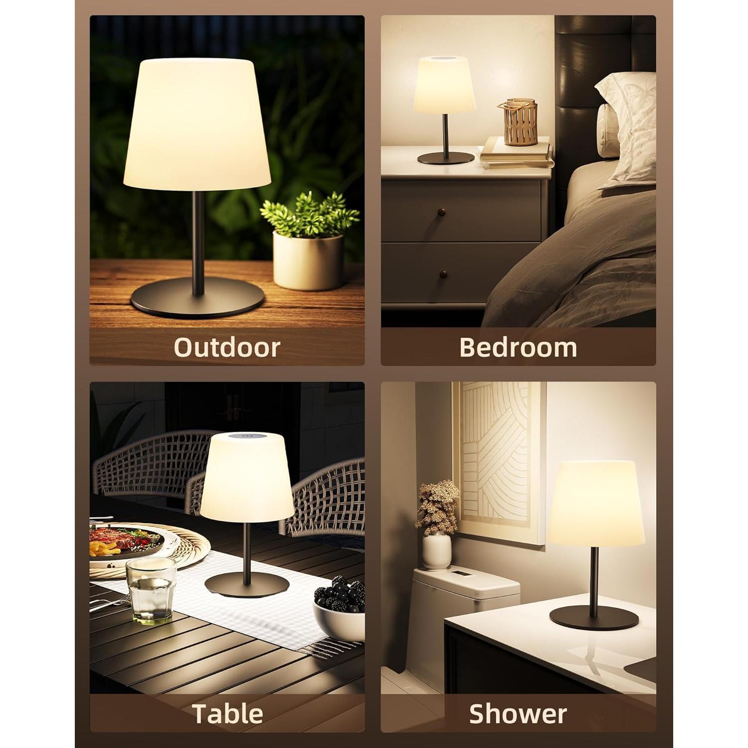 Lámpara de Mesa Inalámbrica EZVALO 4500mAh IP65 2 Paquete Negro