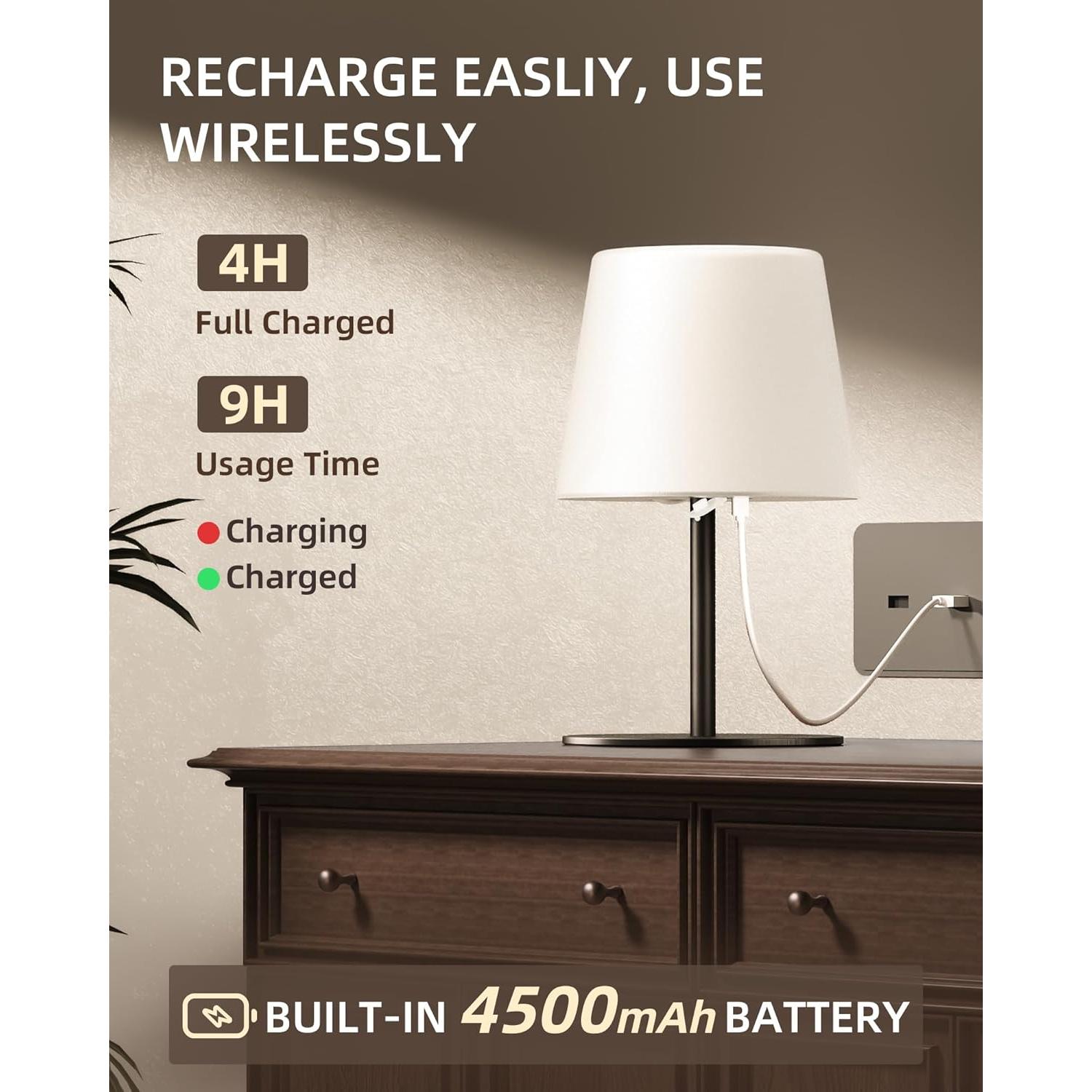 Lámpara de Mesa Inalámbrica EZVALO 4500mAh IP65 2 Paquete Negro