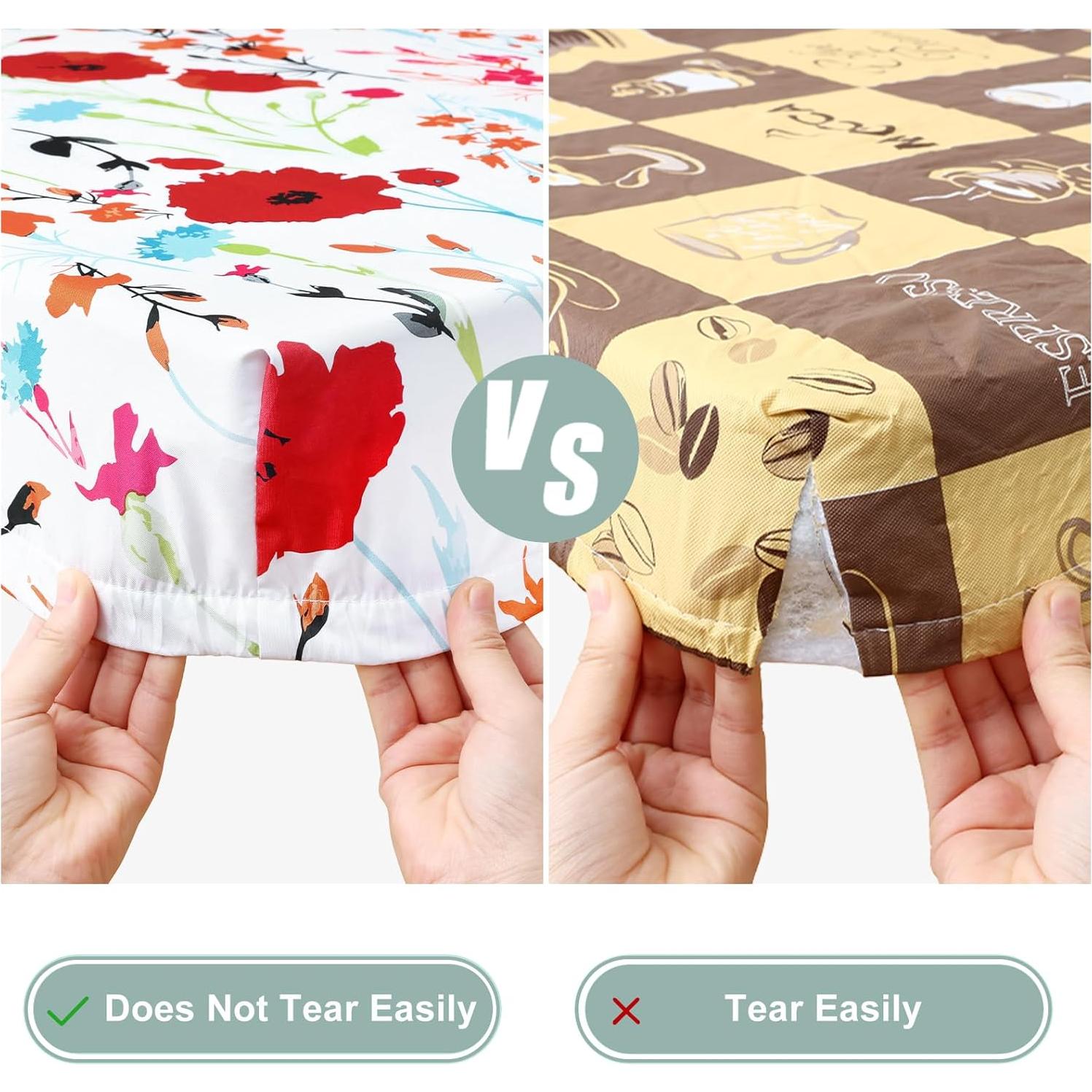 misaya Picnic Table Cover with Bench Cover, Waterproof Elastic Fitted Tablecloth for 6 Foot Tables, Rectangle Washable Polyester Fabric Tablecloths for Picnic, Camping, Outdoor (Flower, 30" x 72")