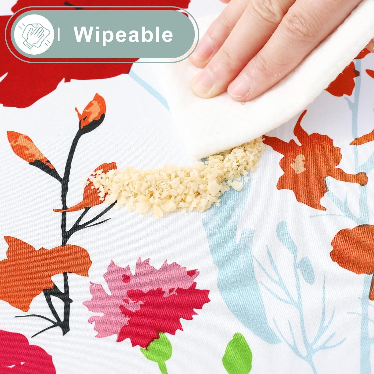 misaya Picnic Table Cover with Bench Cover, Waterproof Elastic Fitted Tablecloth for 6 Foot Tables, Rectangle Washable Polyester Fabric Tablecloths for Picnic, Camping, Outdoor (Flower, 30" x 72")