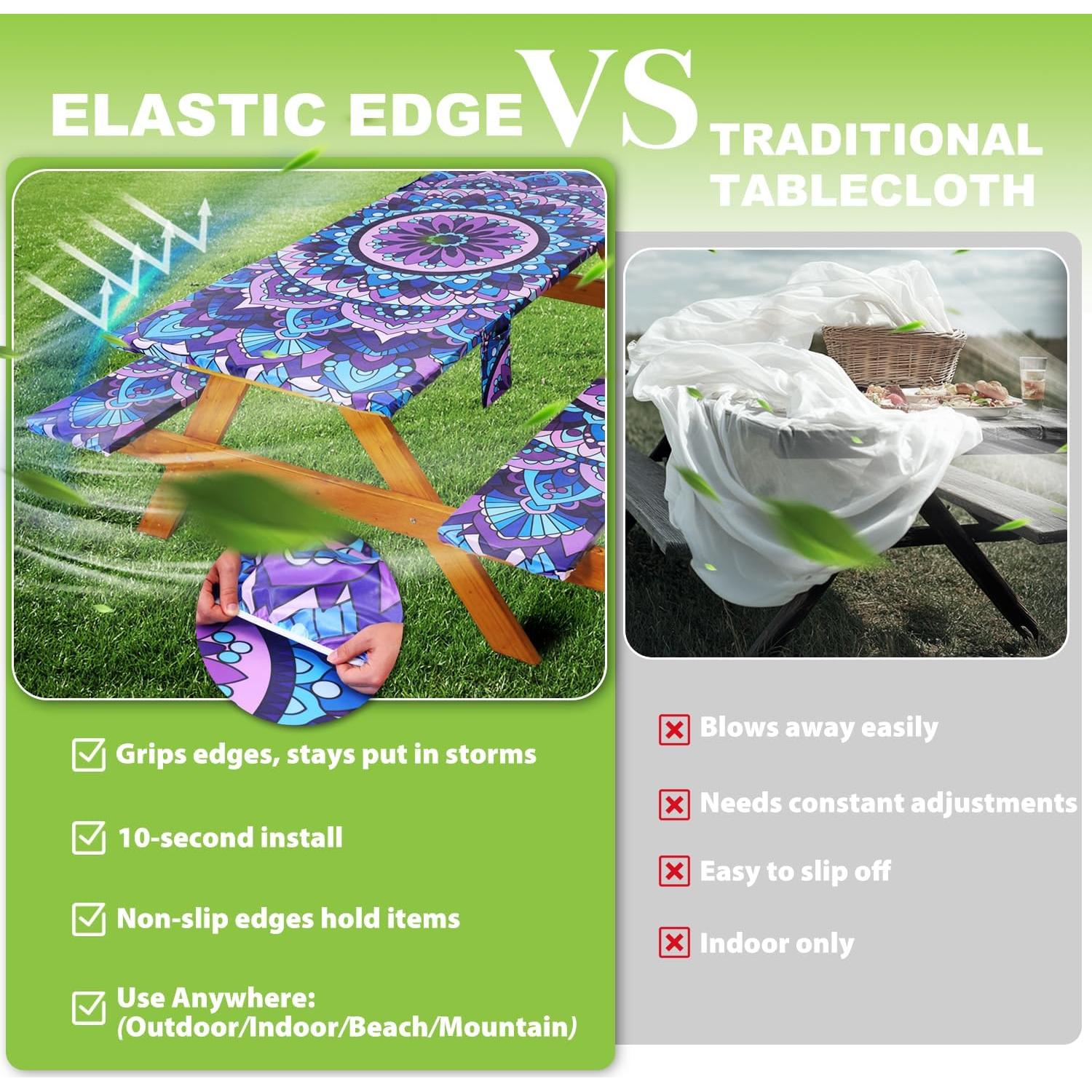 Cubierta de Mesa de Picnic Wrakus 182.88x76.2cm Vinilo Impermeable