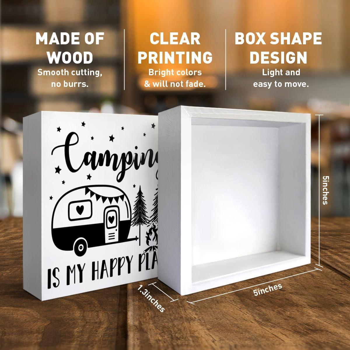 Cartel Decorativo de Madera ZODGMED para Camping 12.7x12.7cm