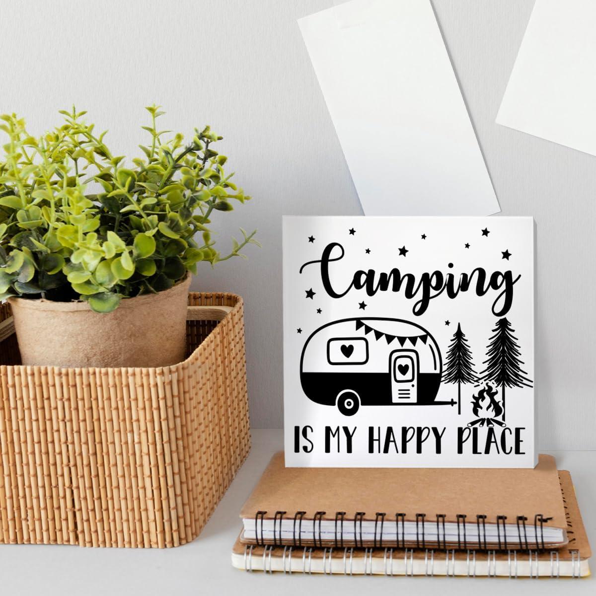 Cartel Decorativo de Madera ZODGMED para Camping 12.7x12.7cm