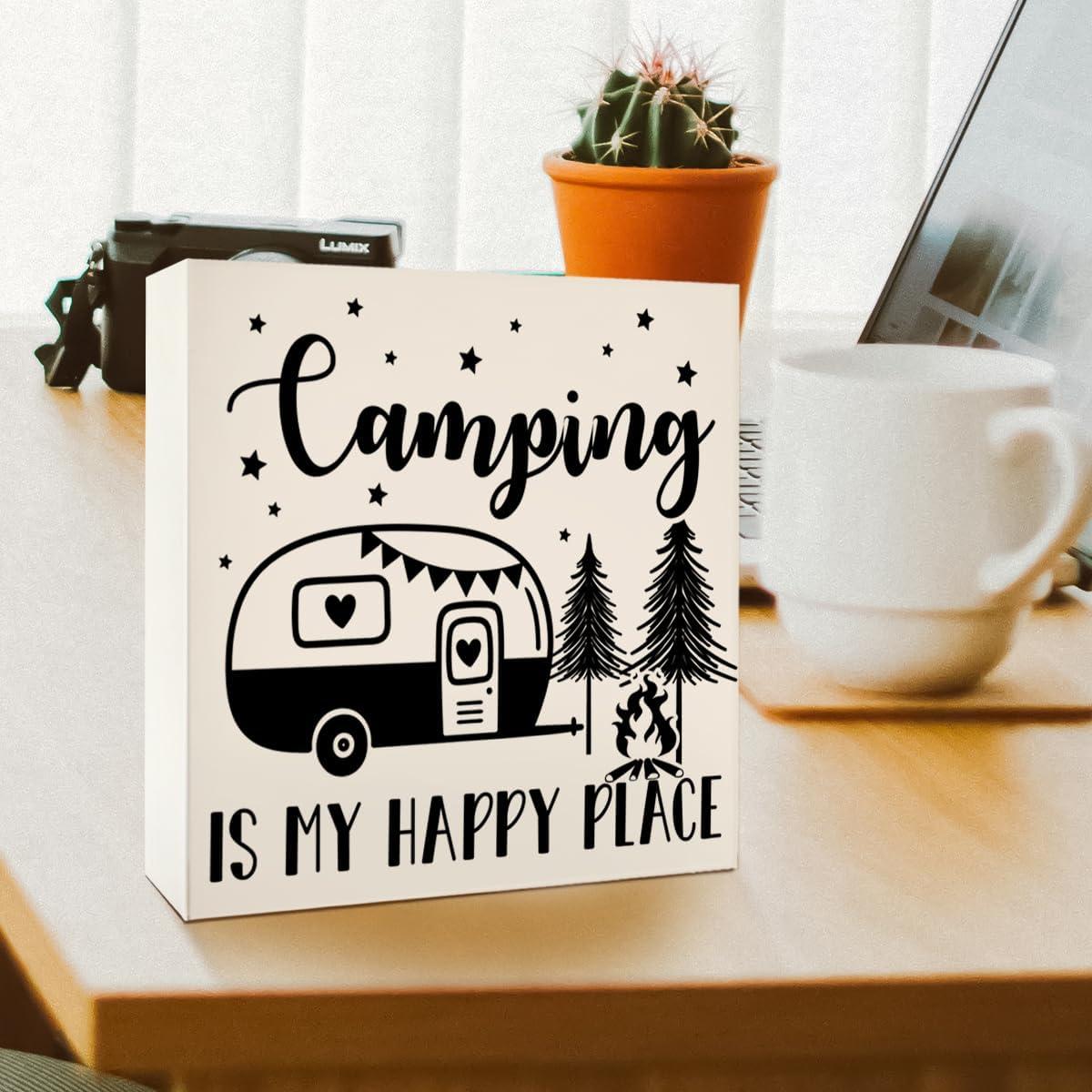 Cartel Decorativo de Madera ZODGMED para Camping 12.7x12.7cm