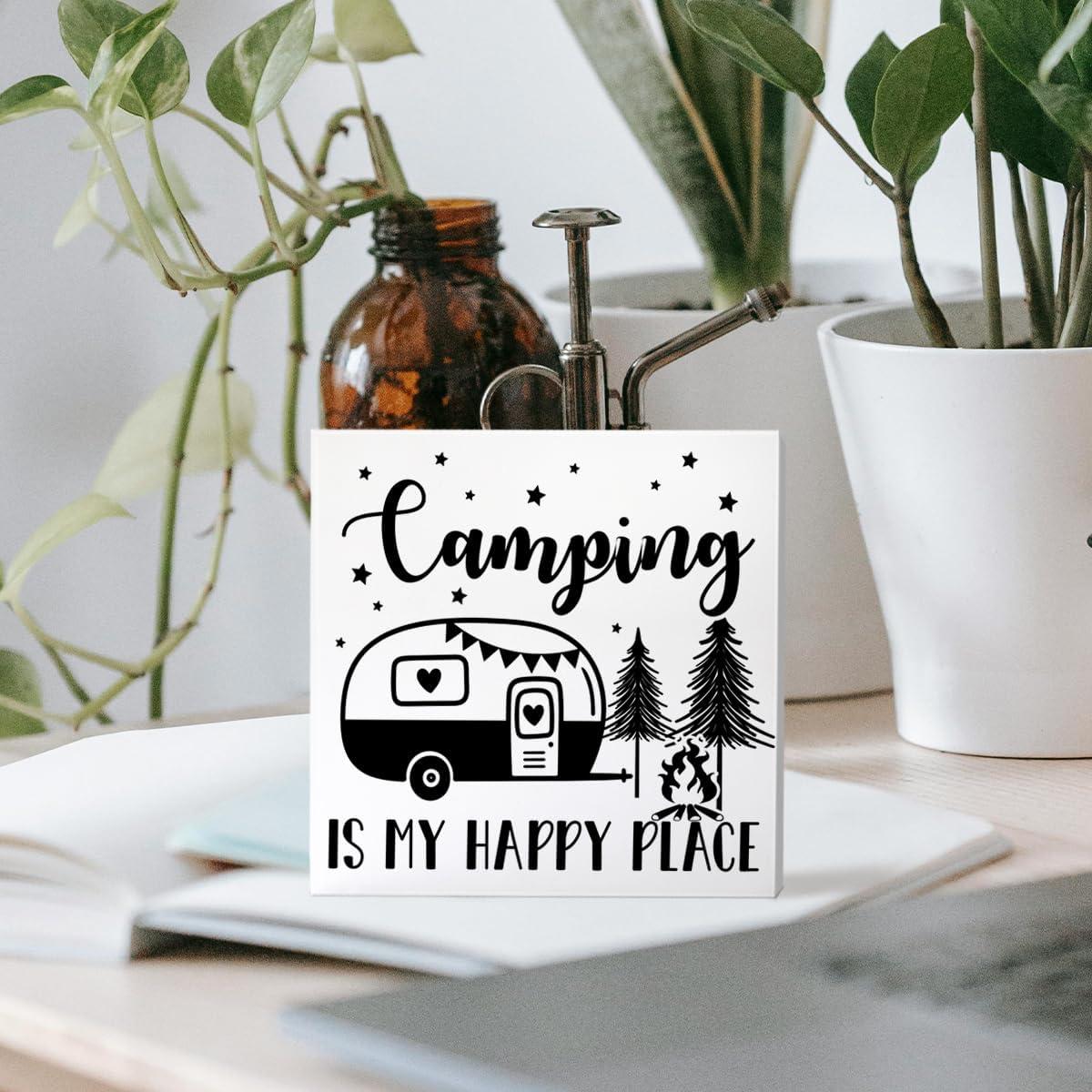 Cartel Decorativo de Madera ZODGMED para Camping 12.7x12.7cm