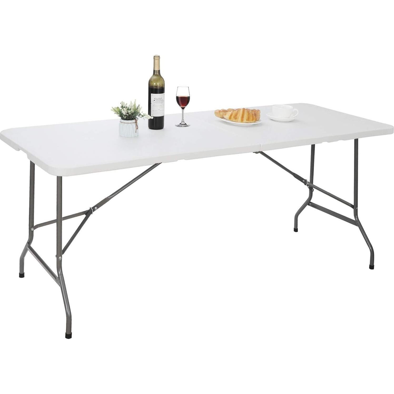 Mesa Plegable COLIBYOU 1.83m Plástica Blanca para 6 Personas