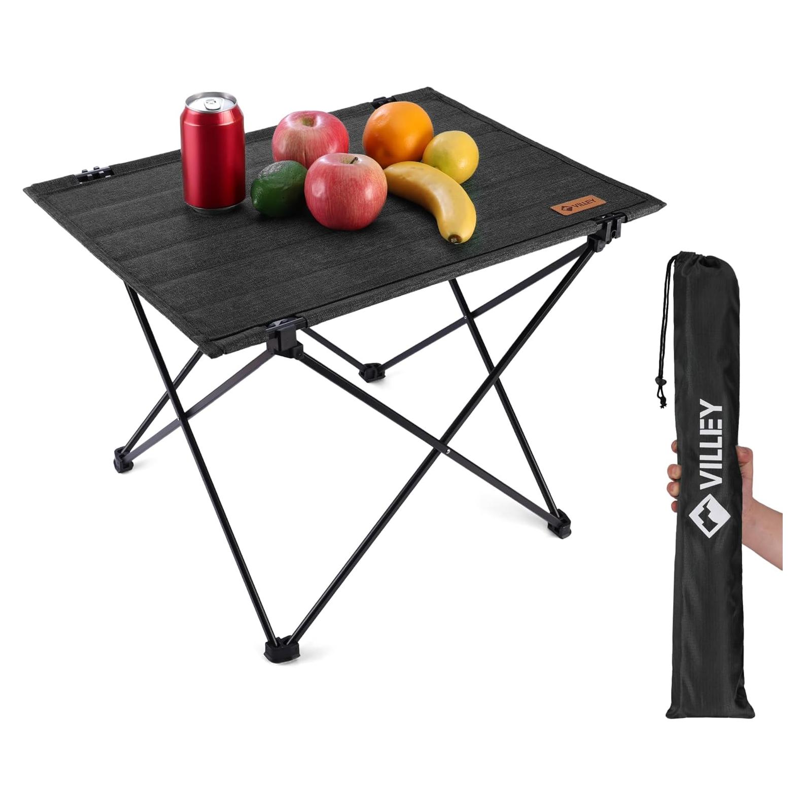 Mesa de Camping Plegable VILLEY VY133106 Negra 56 cm 25 kg