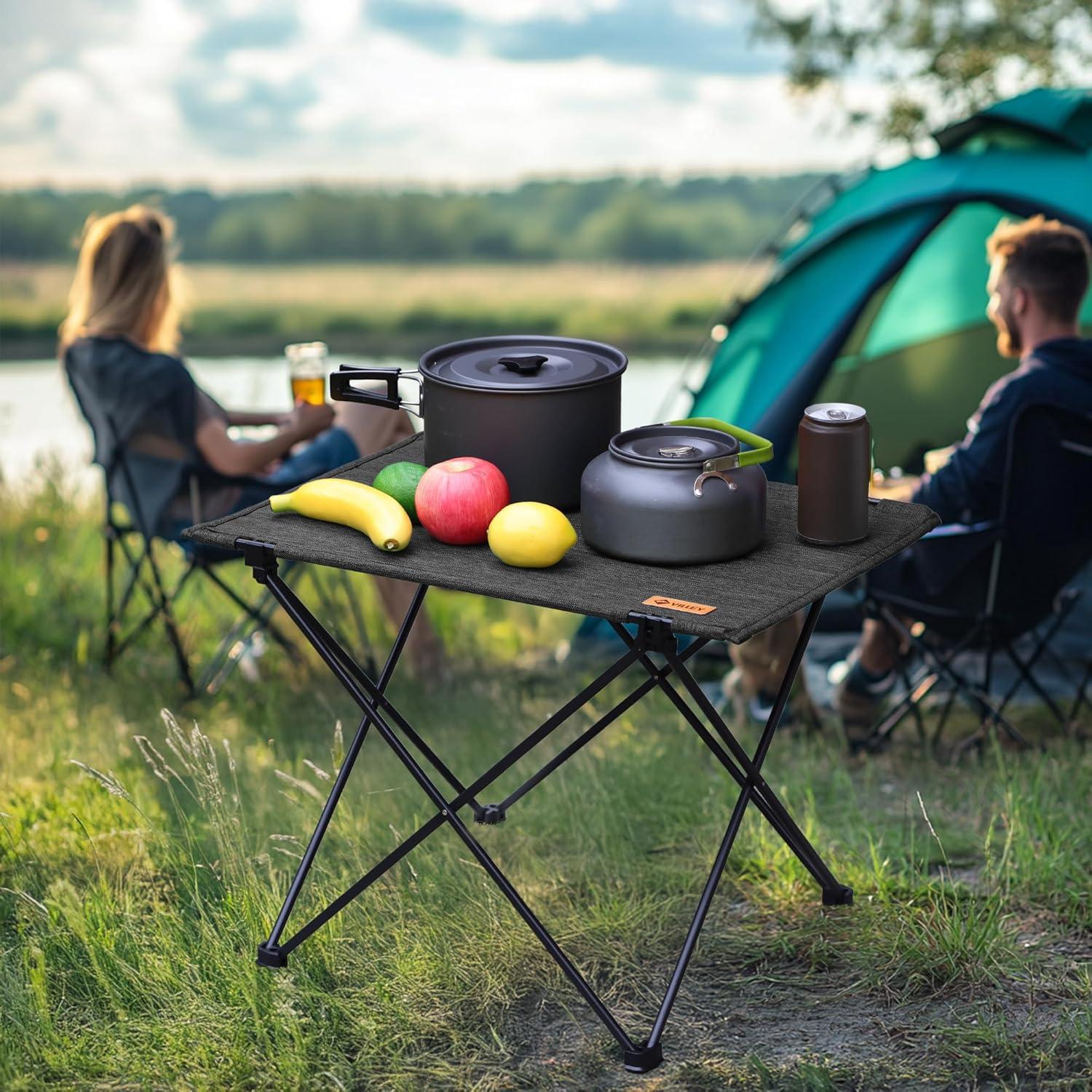 Mesa de Camping Plegable VILLEY VY133106 Negra 56 cm 25 kg