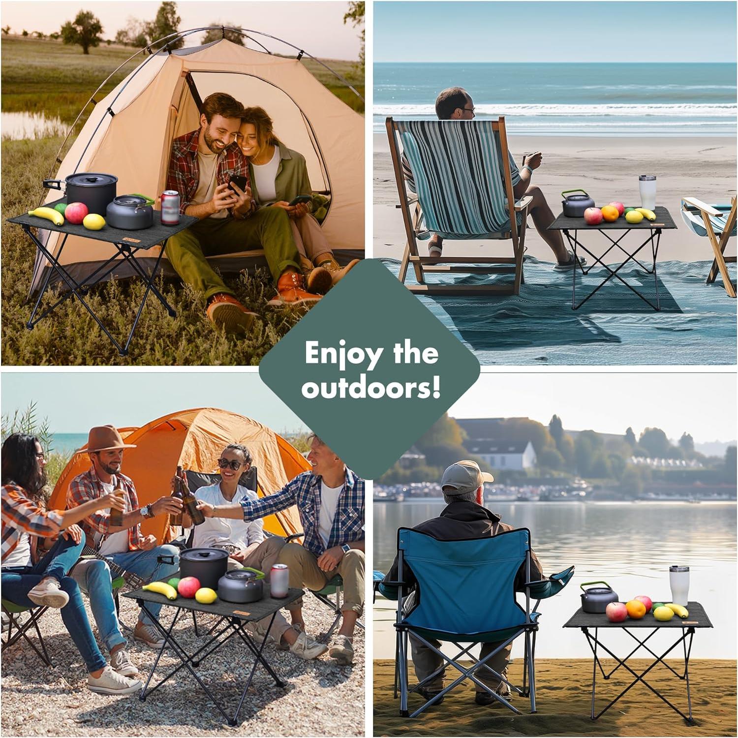 Mesa de Camping Plegable VILLEY VY133106 Negra 56 cm 25 kg