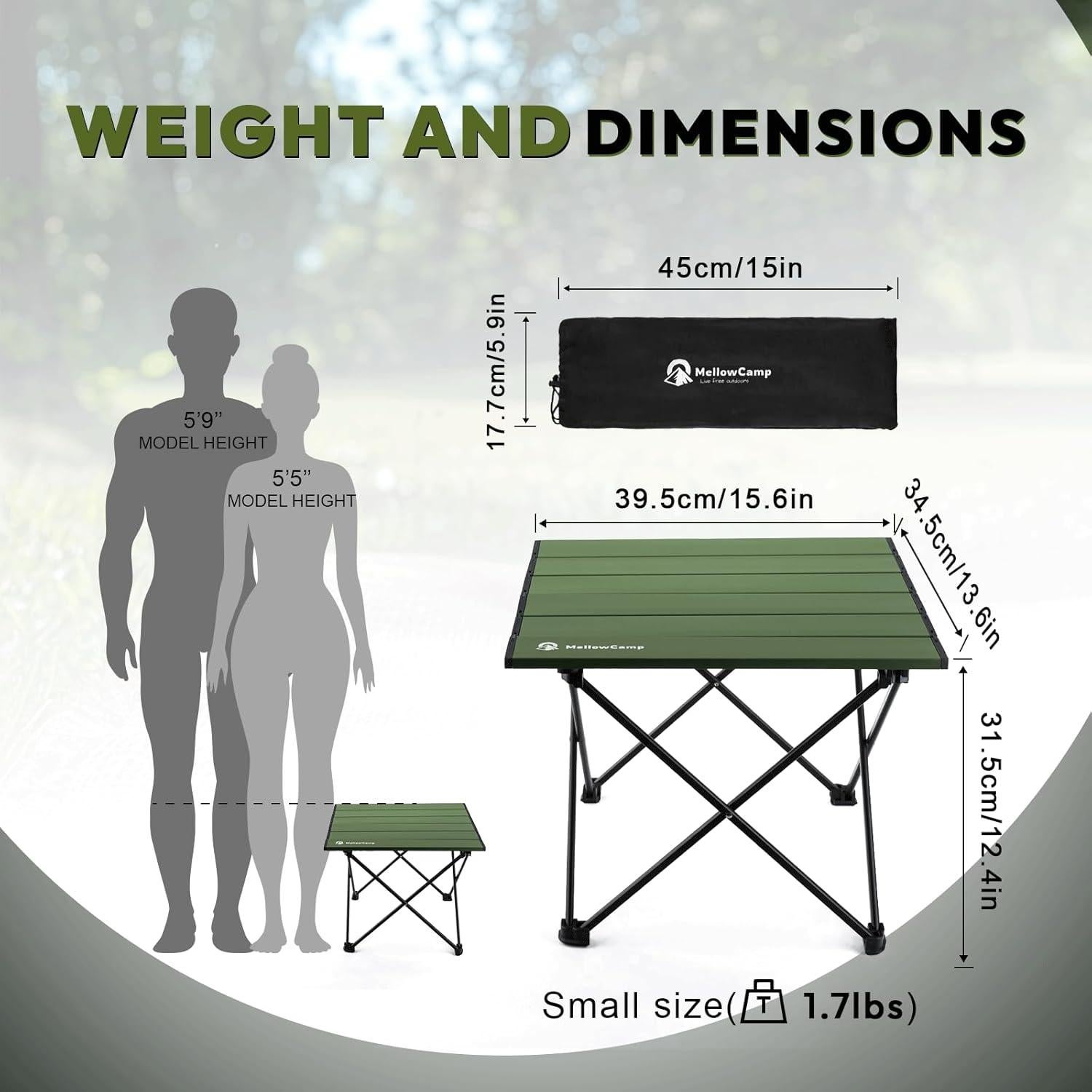 Mesa de Camping Plegable MellowCamp FT013 Verde 39.6x34.5cm