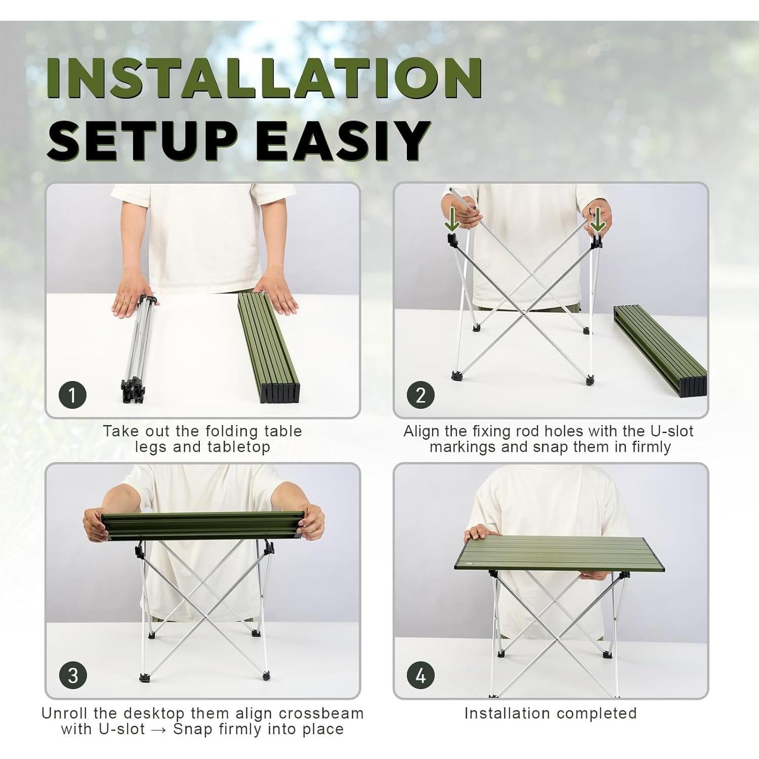 Mesa de Camping Plegable MellowCamp FT013 Verde 39.6x34.5cm