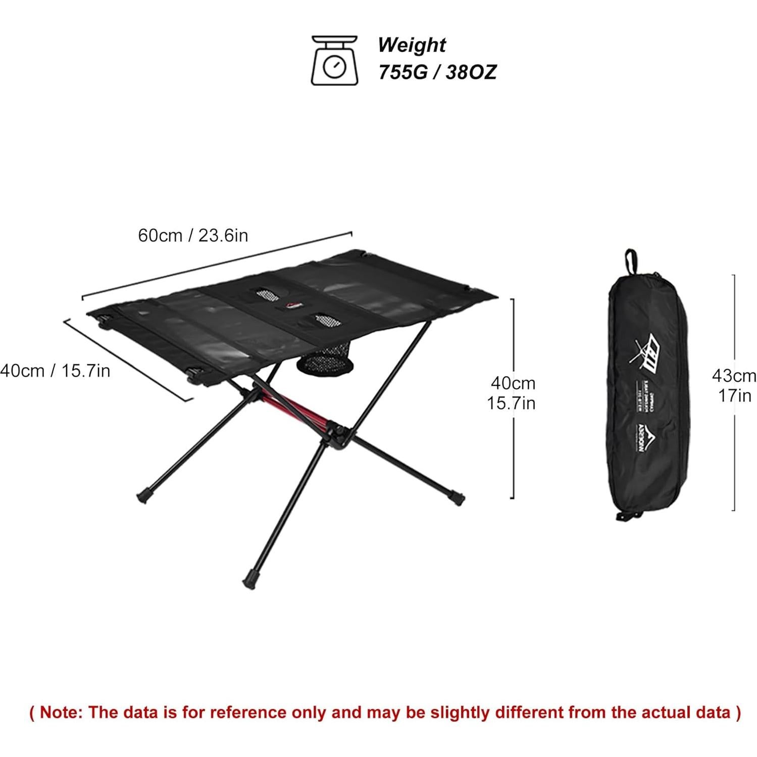 Mesa de Camping Plegable Widesea WSTB-201 Aluminio 60x40cm