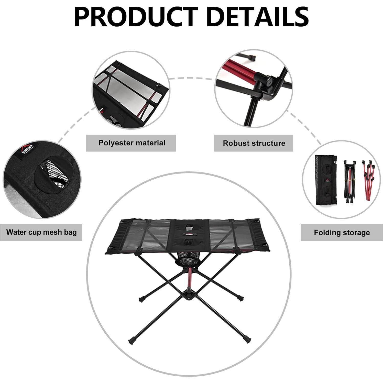 Mesa de Camping Plegable Widesea WSTB-201 Aluminio 60x40cm